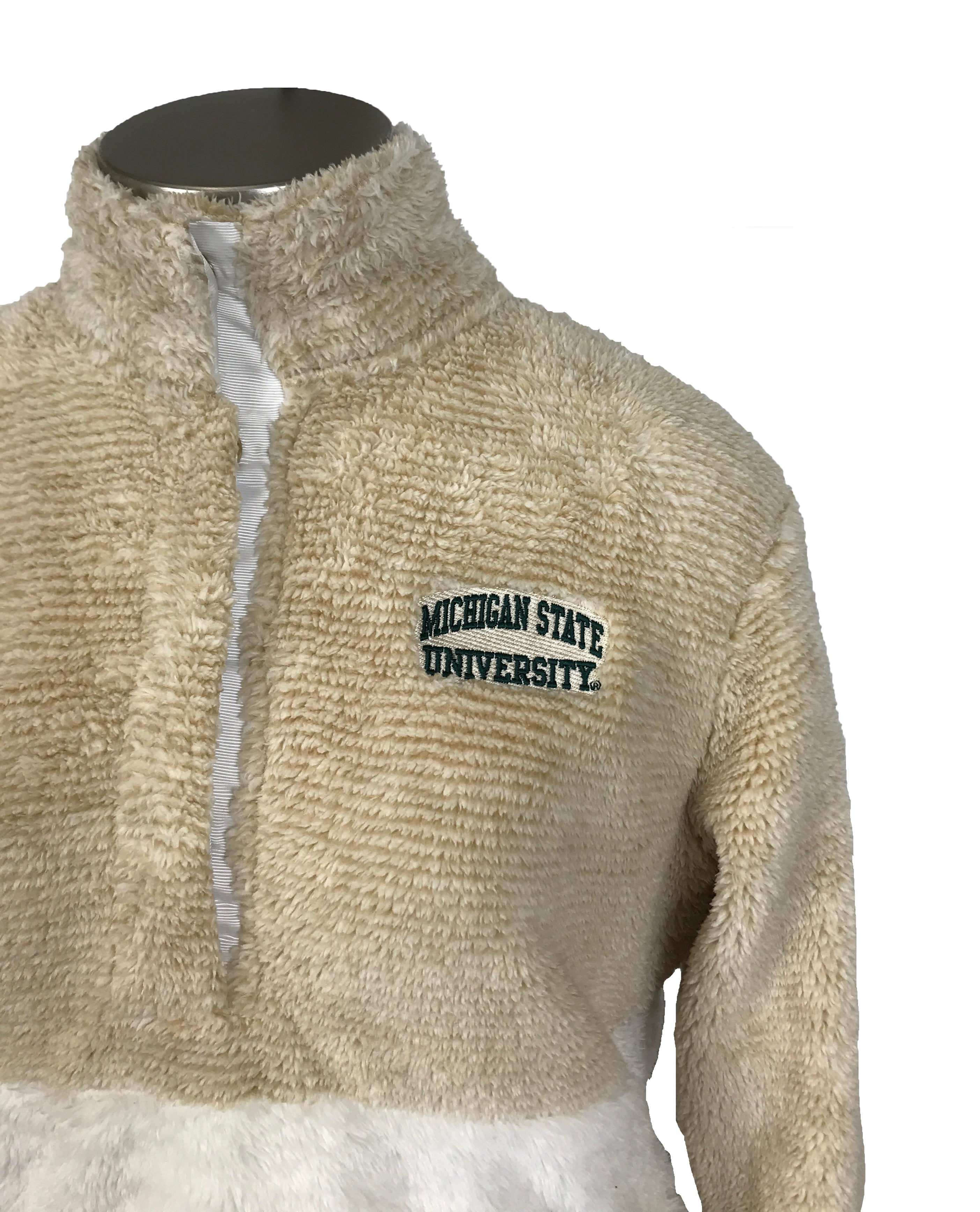 Michigan State University Tan and White Fleece Pullover Women's Size XS