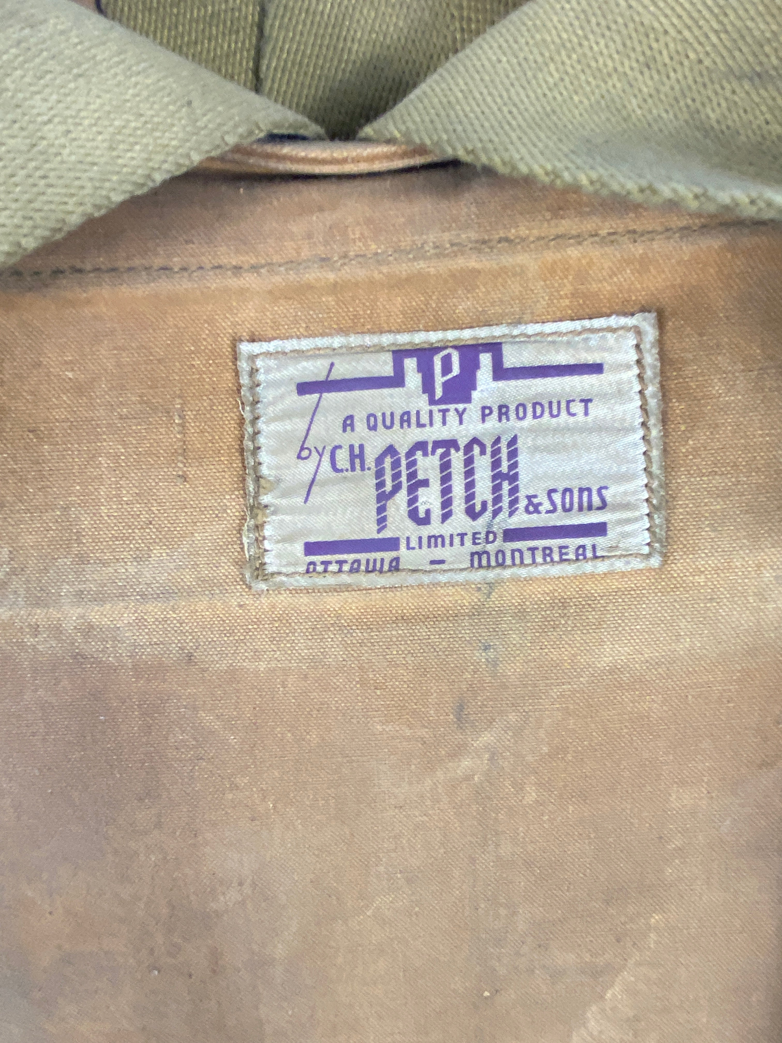 Vintage 1940s C.H. Petch & Sons Canvas Backpack with Wooden Frame