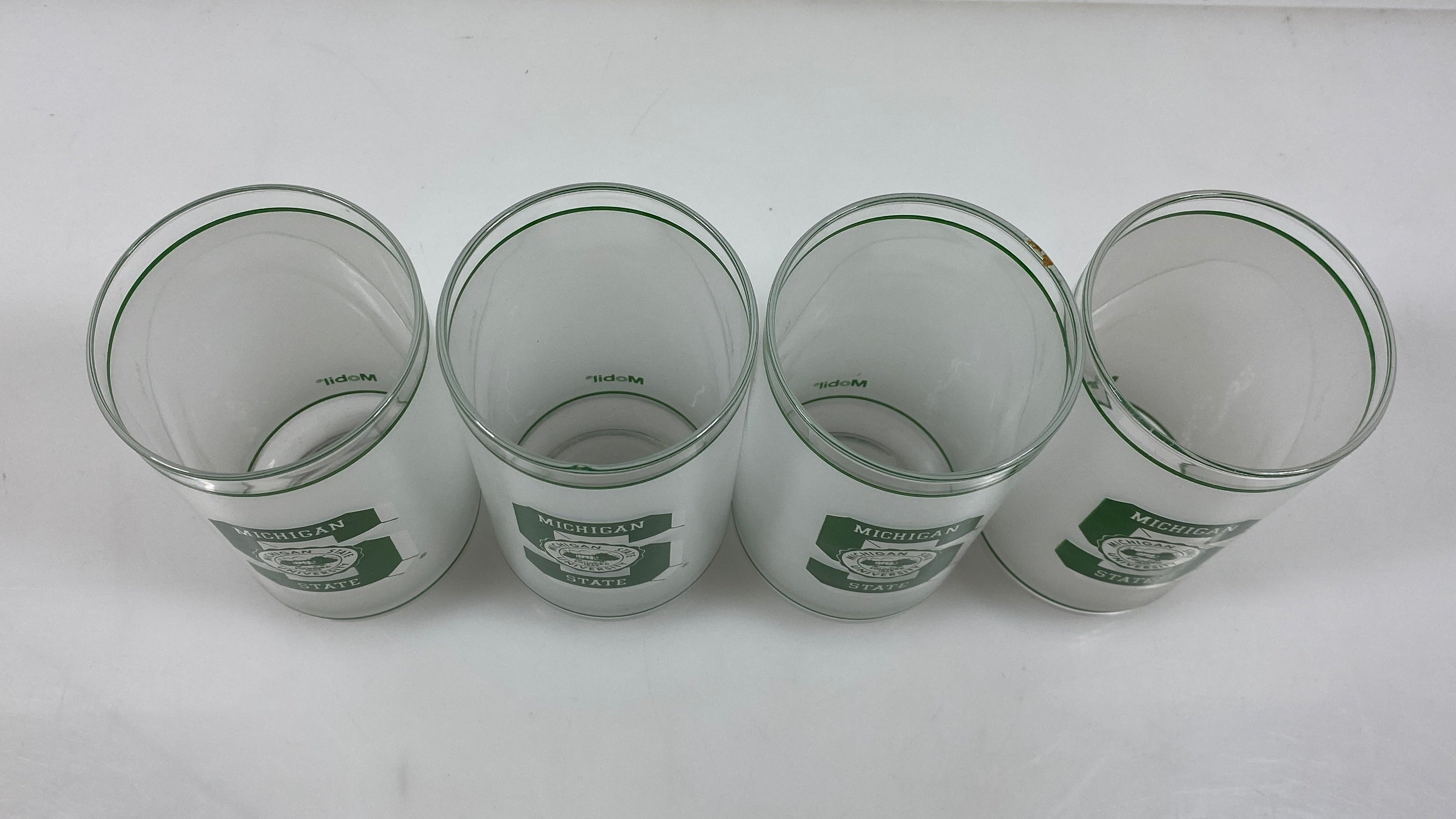 St of 4 Vintage Michigan State University x Mobil Frosted Cups