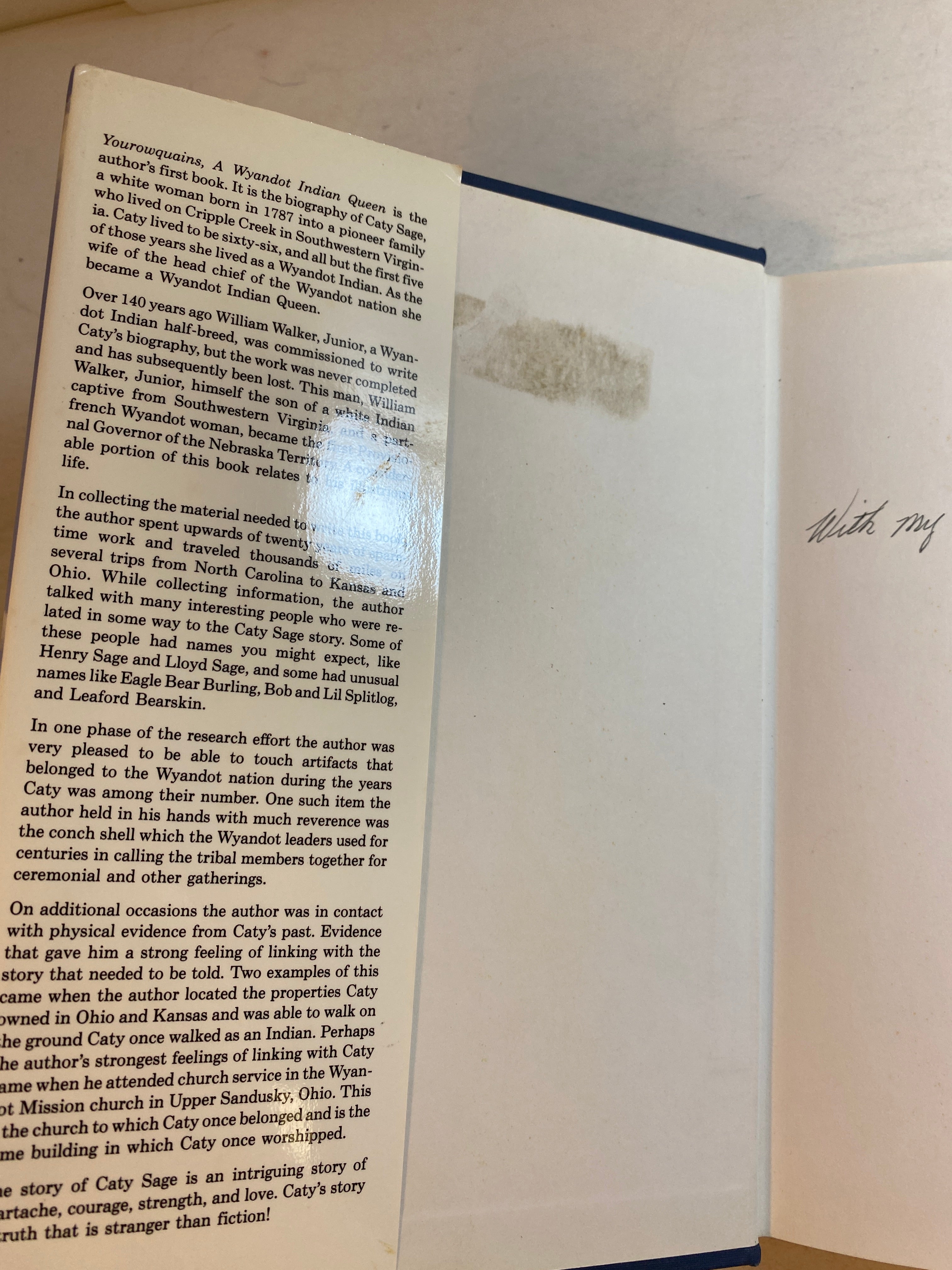 Yourowquains Wyandot Indian Queen Bill Bland HC 1992 *Signed*