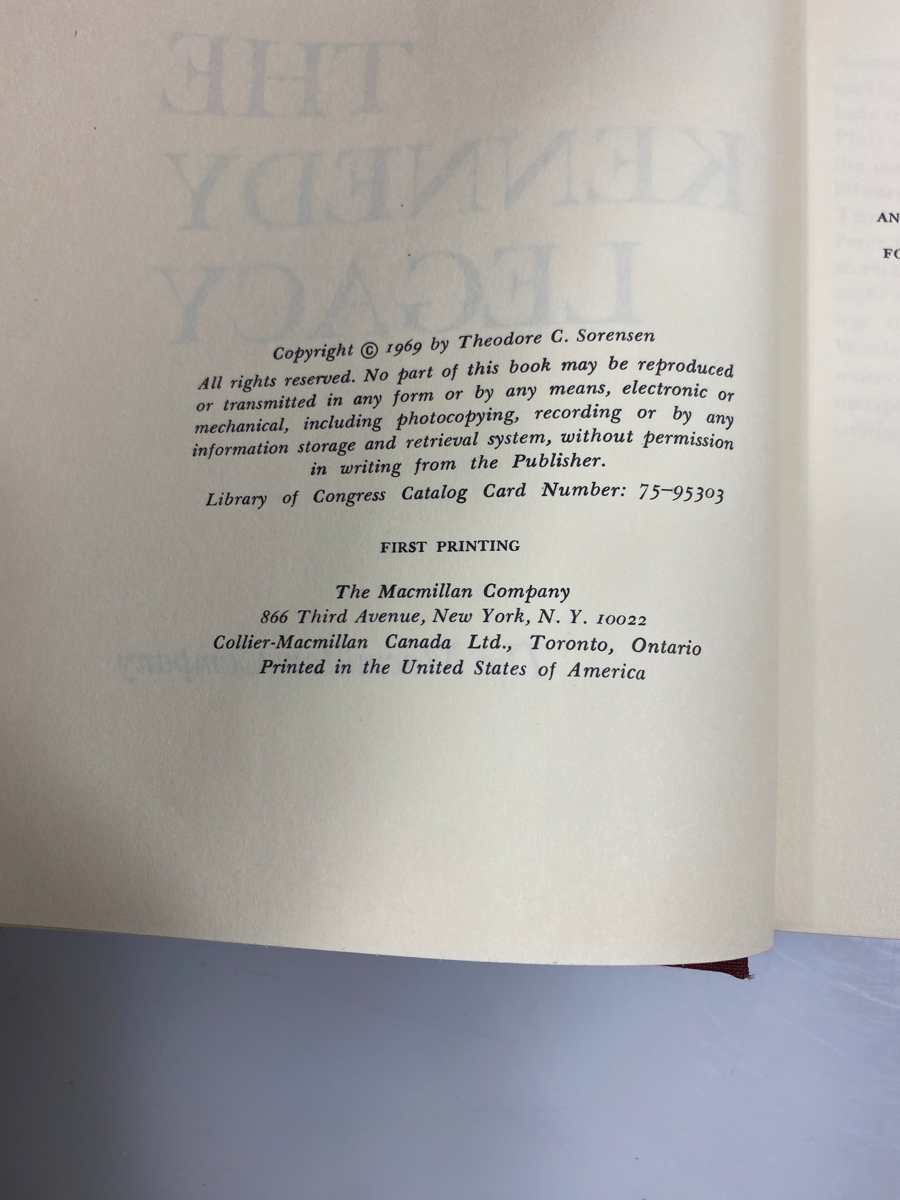 The Kennedy Legacy by Theodore C. Sorensen 1969 1st Print HCDJ