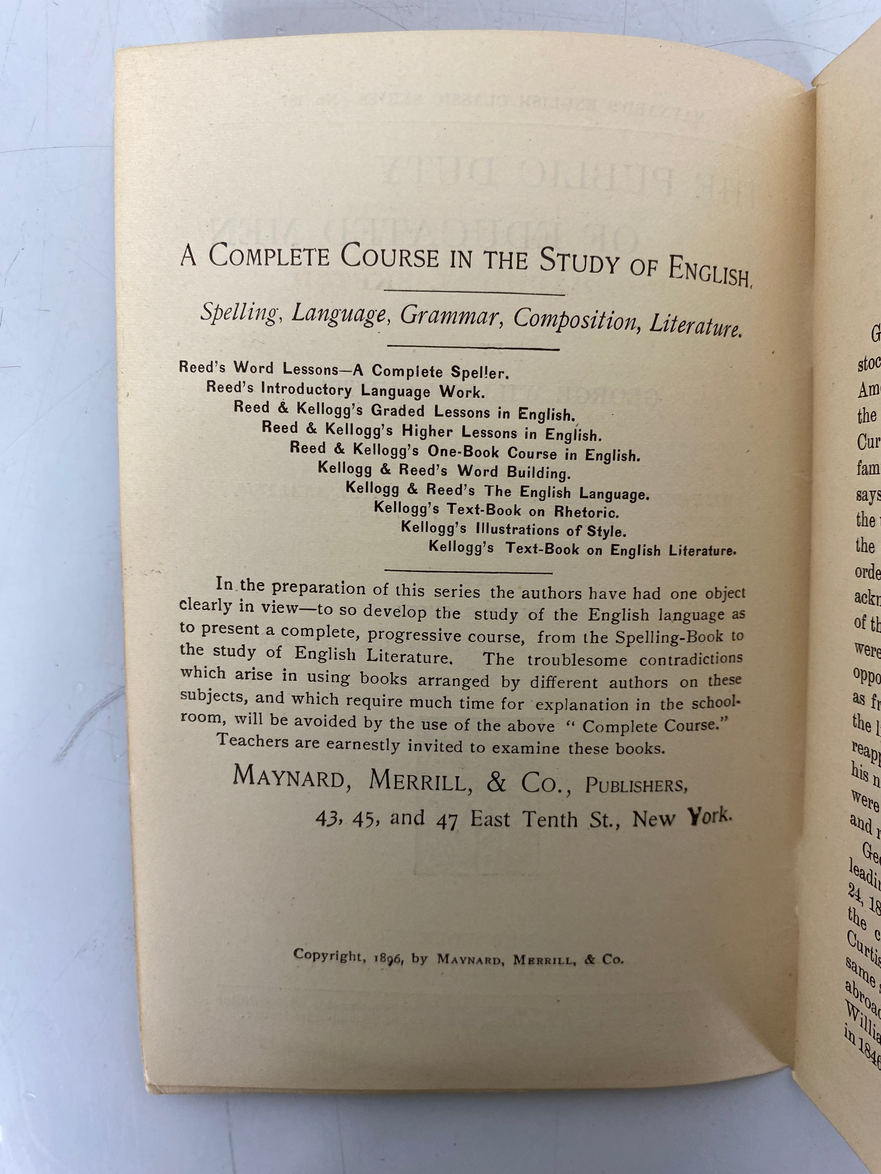 3 Antique Maynard's English Classic Series 1890-98 Spenser/Milton/Curtis SC