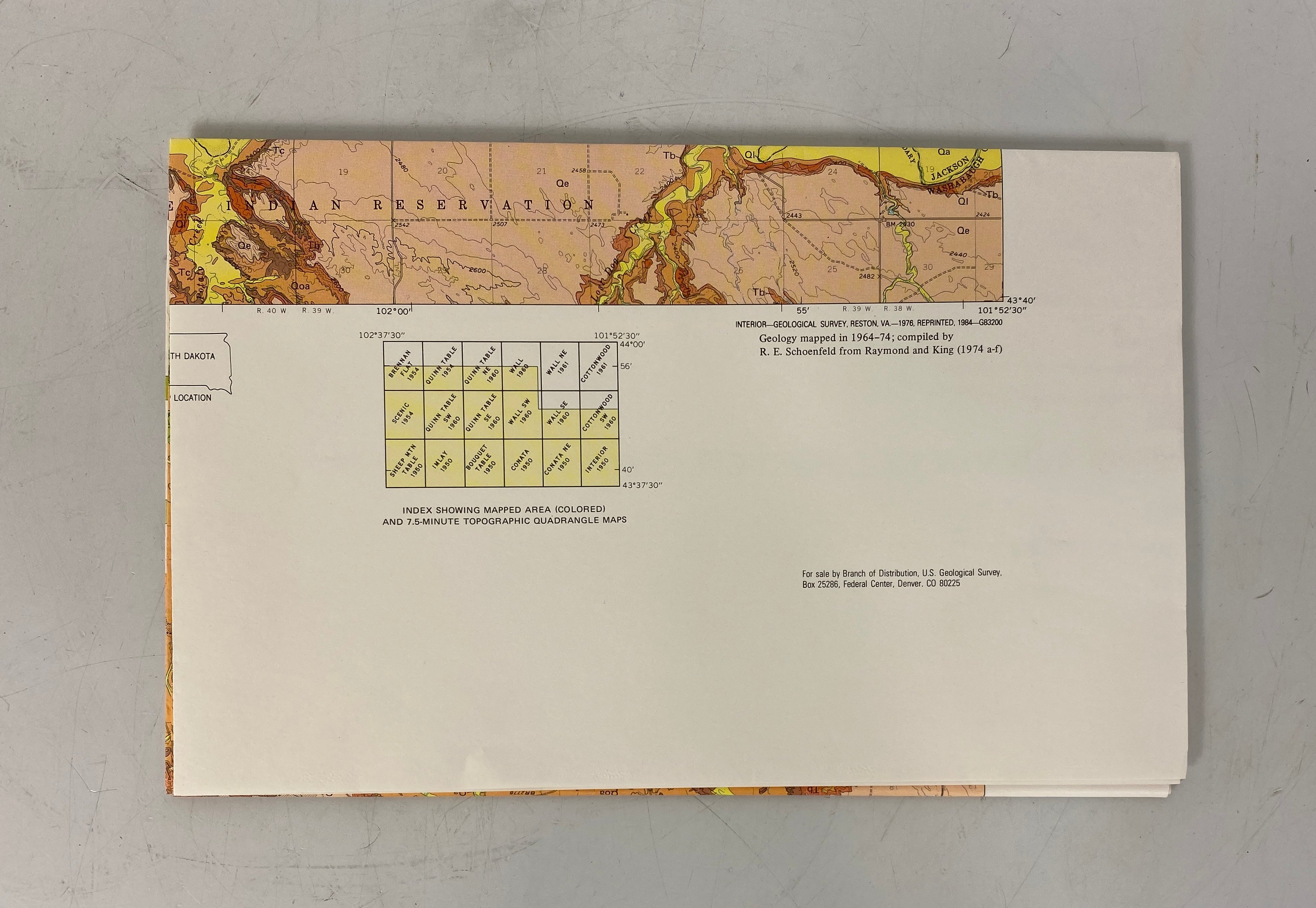 Geologic Map of the Badlands National Monument & Vicinity Raymond/King 1976