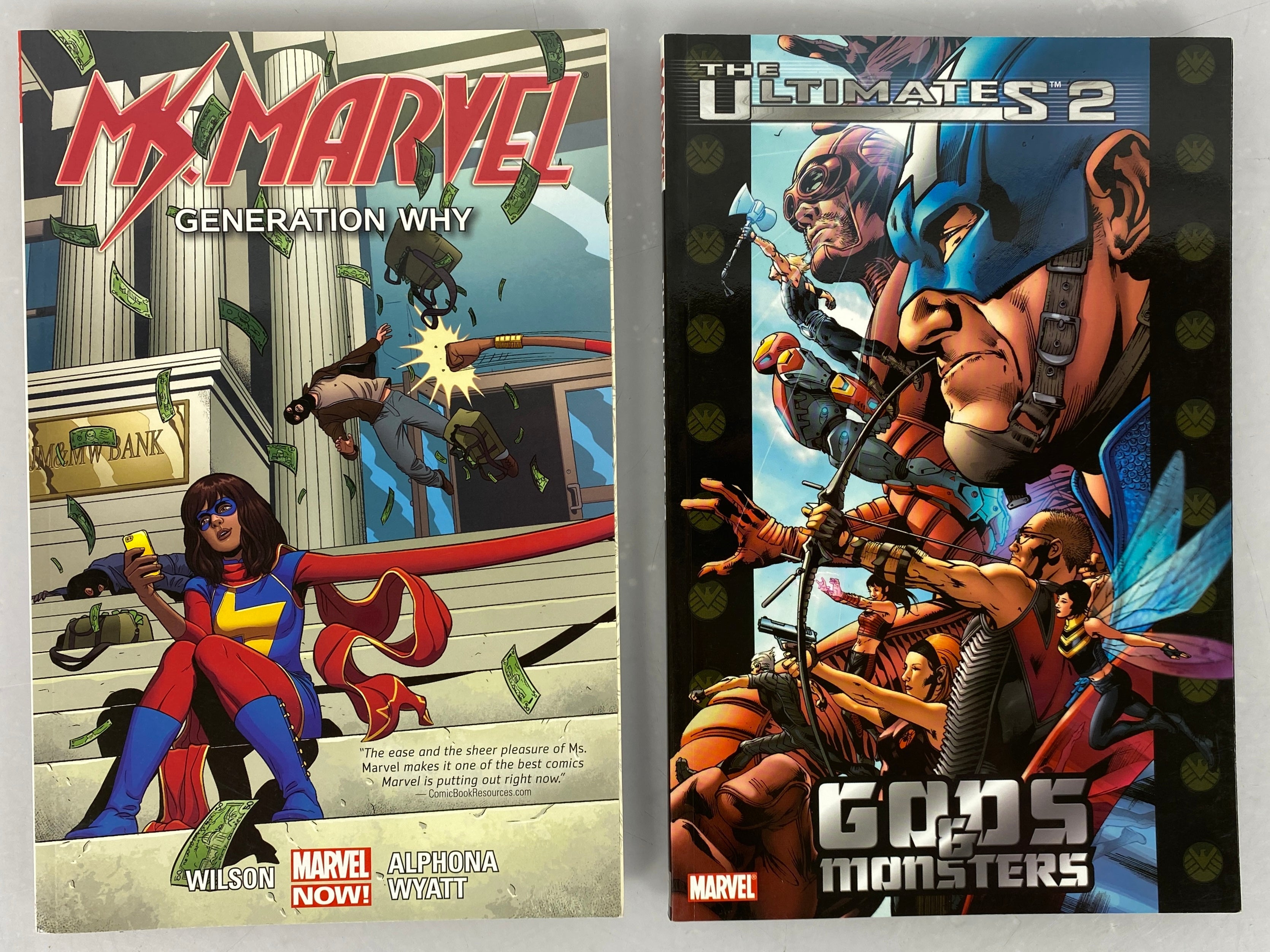 Lot of 2 Ms. Marvel and Ultimates 2 (Marvel 2015, 2005) Graphic Novels SC