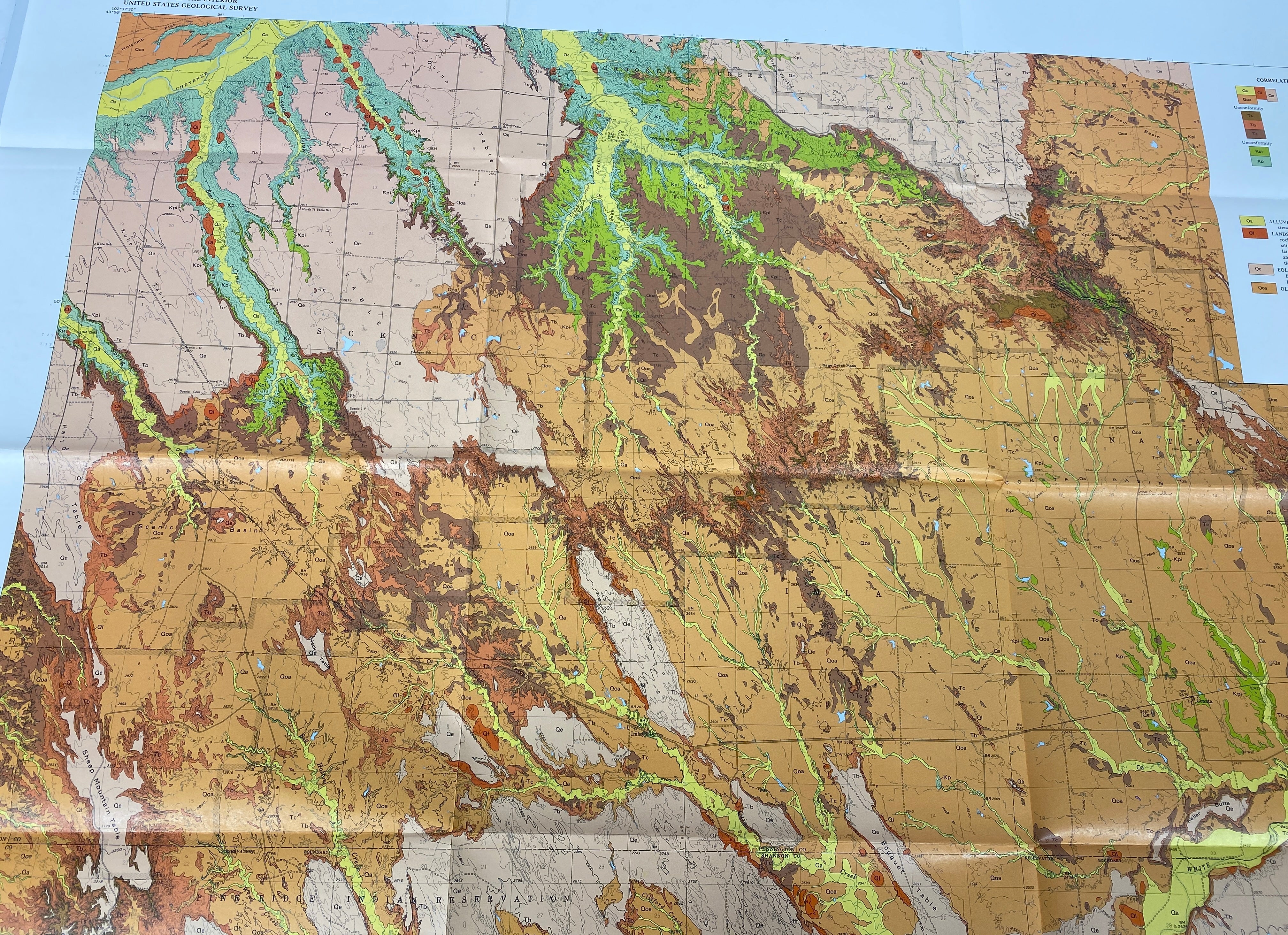 Geologic Map of the Badlands National Monument & Vicinity Raymond/King 1976