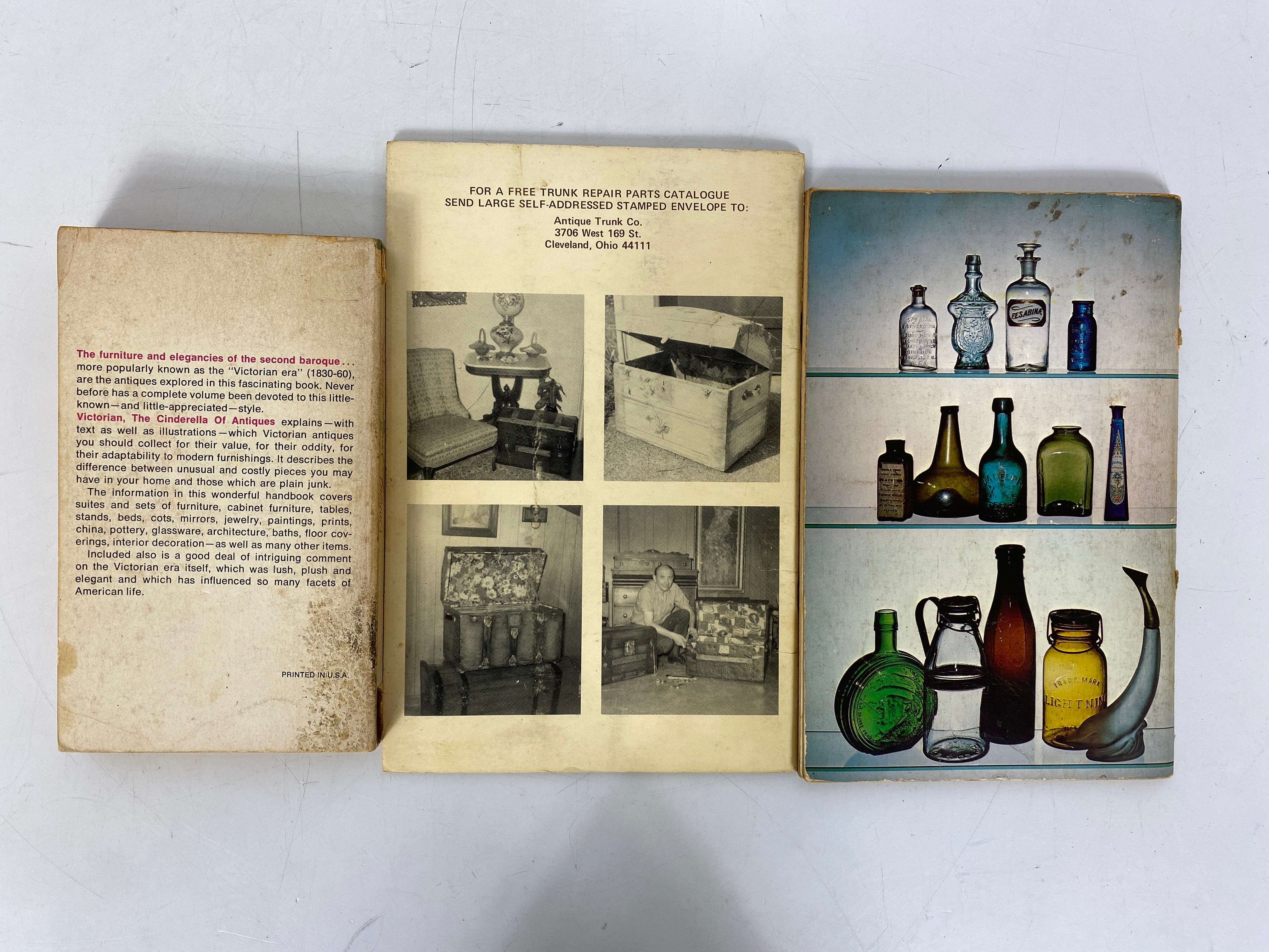 3 Vintage Antiques Guides: Trunks/Bottle Collecting/Victorian Antiques SC