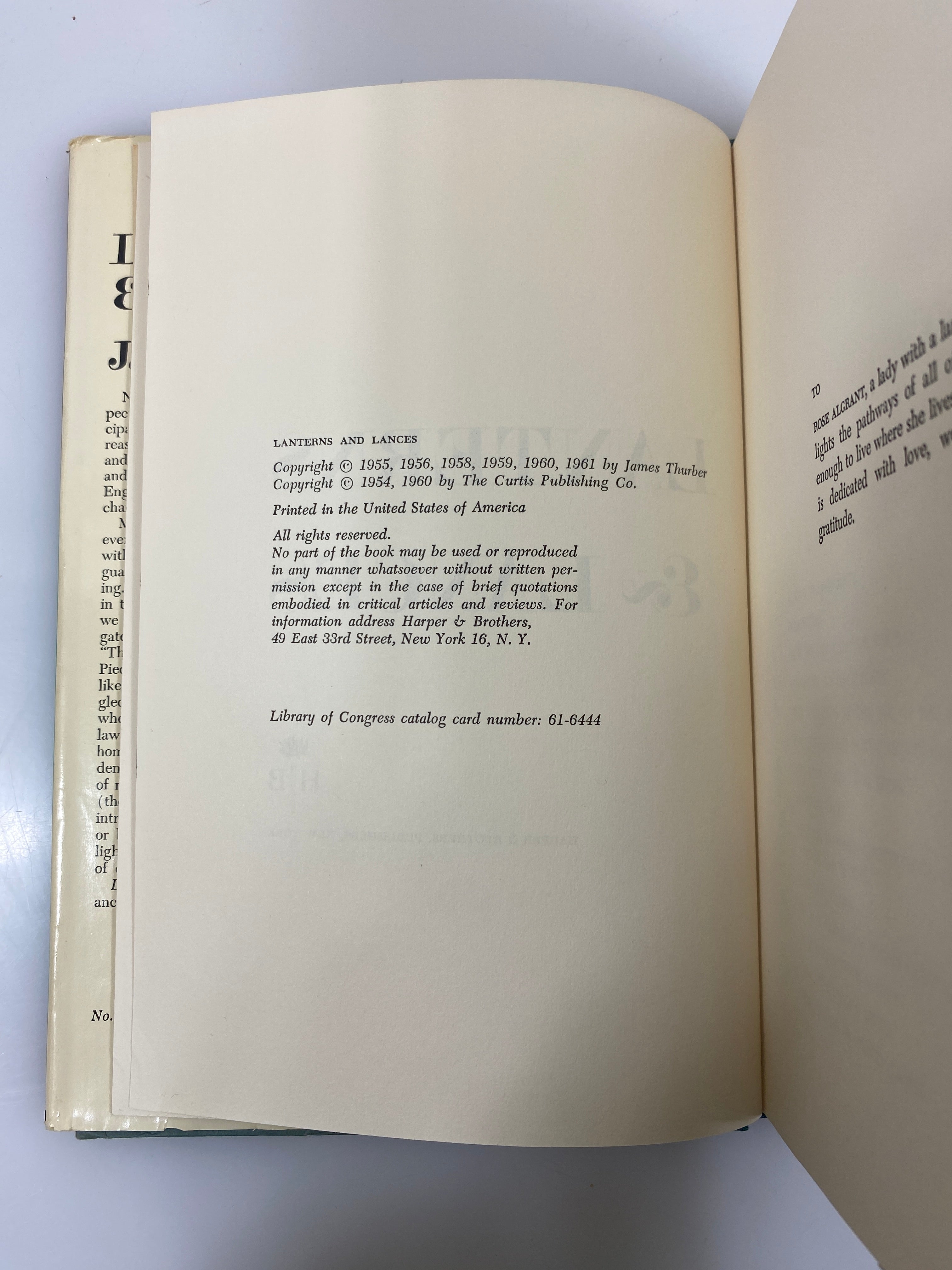 Lanterns & Lances by James Thurber 1961 HCDJ