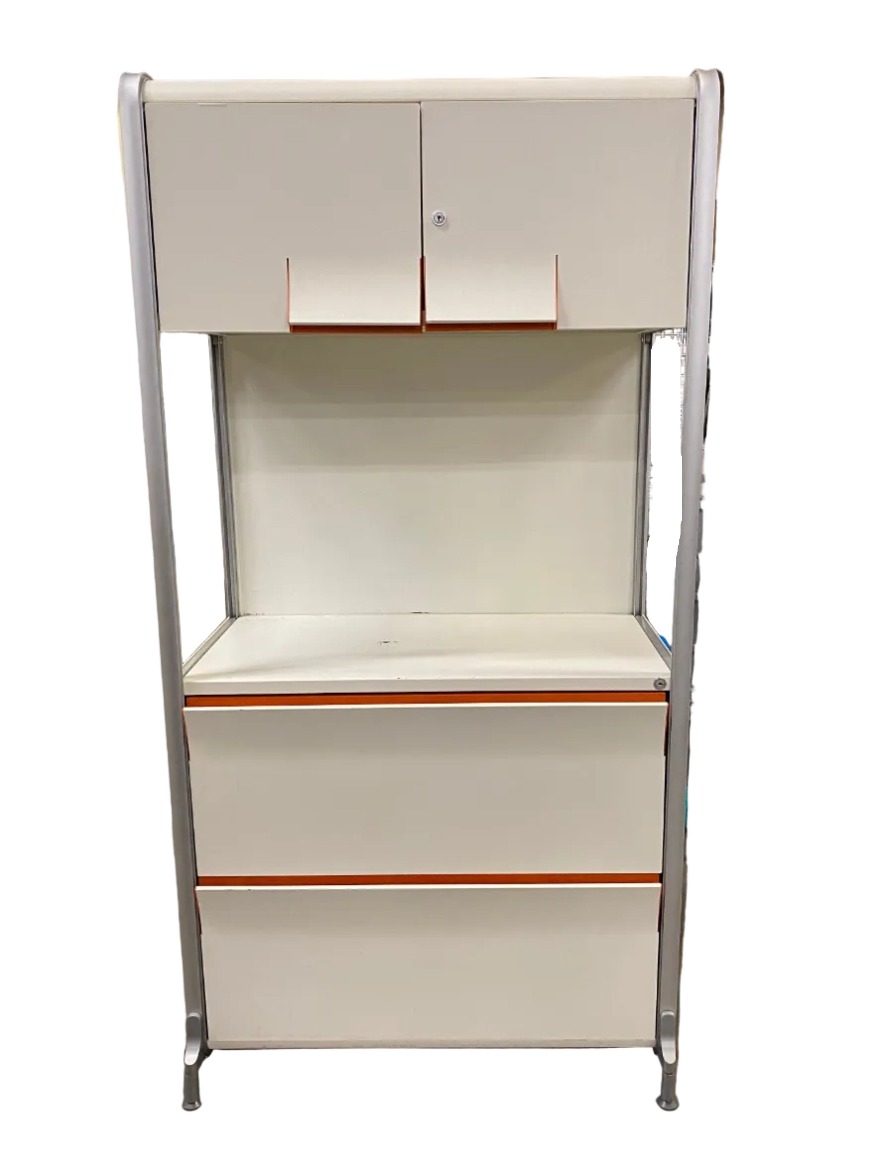 Herman Miller Orange and White Teneo Cabinet