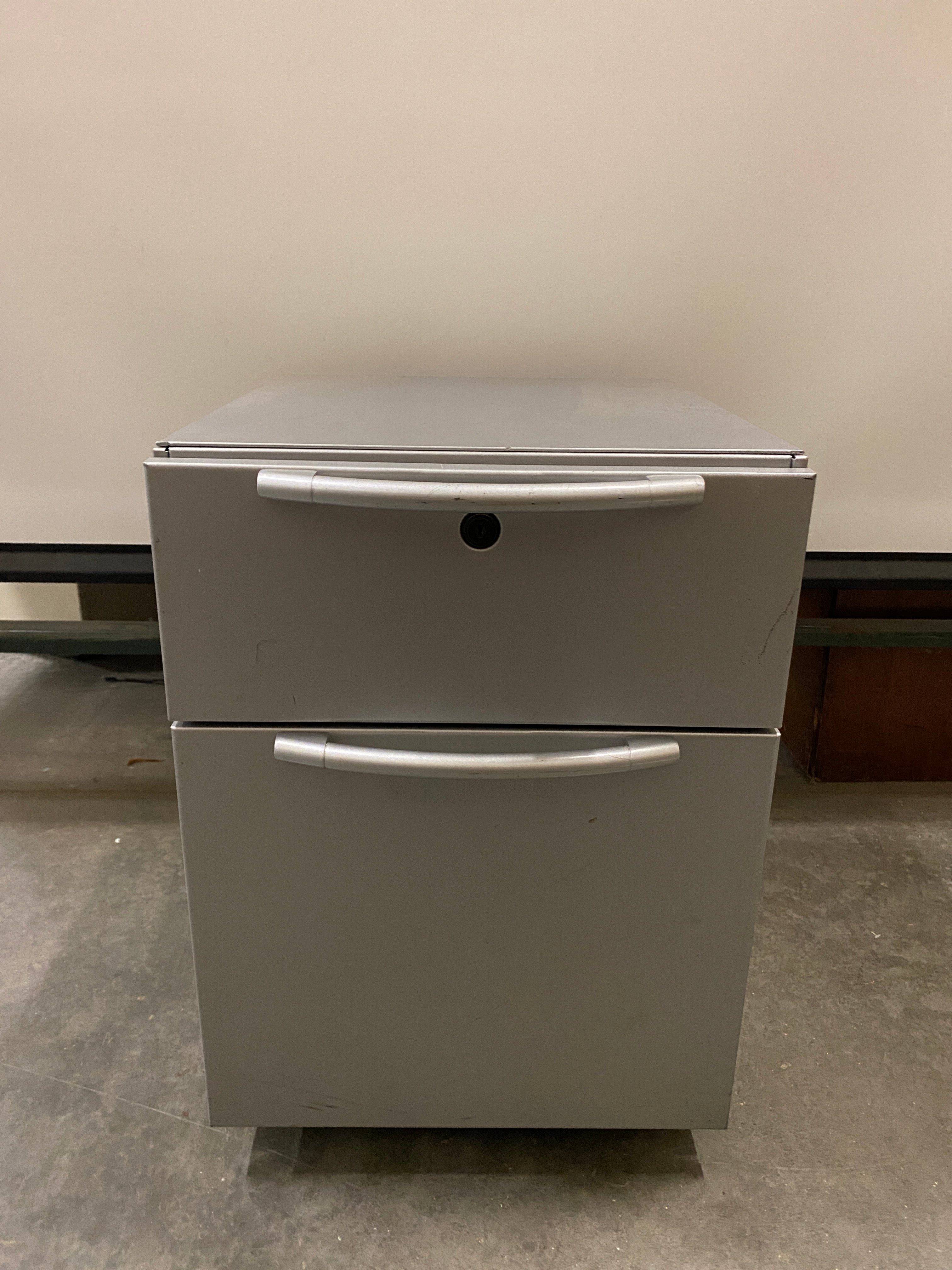 Gray Metal 2 Drawer Filing Cabinet On Wheels