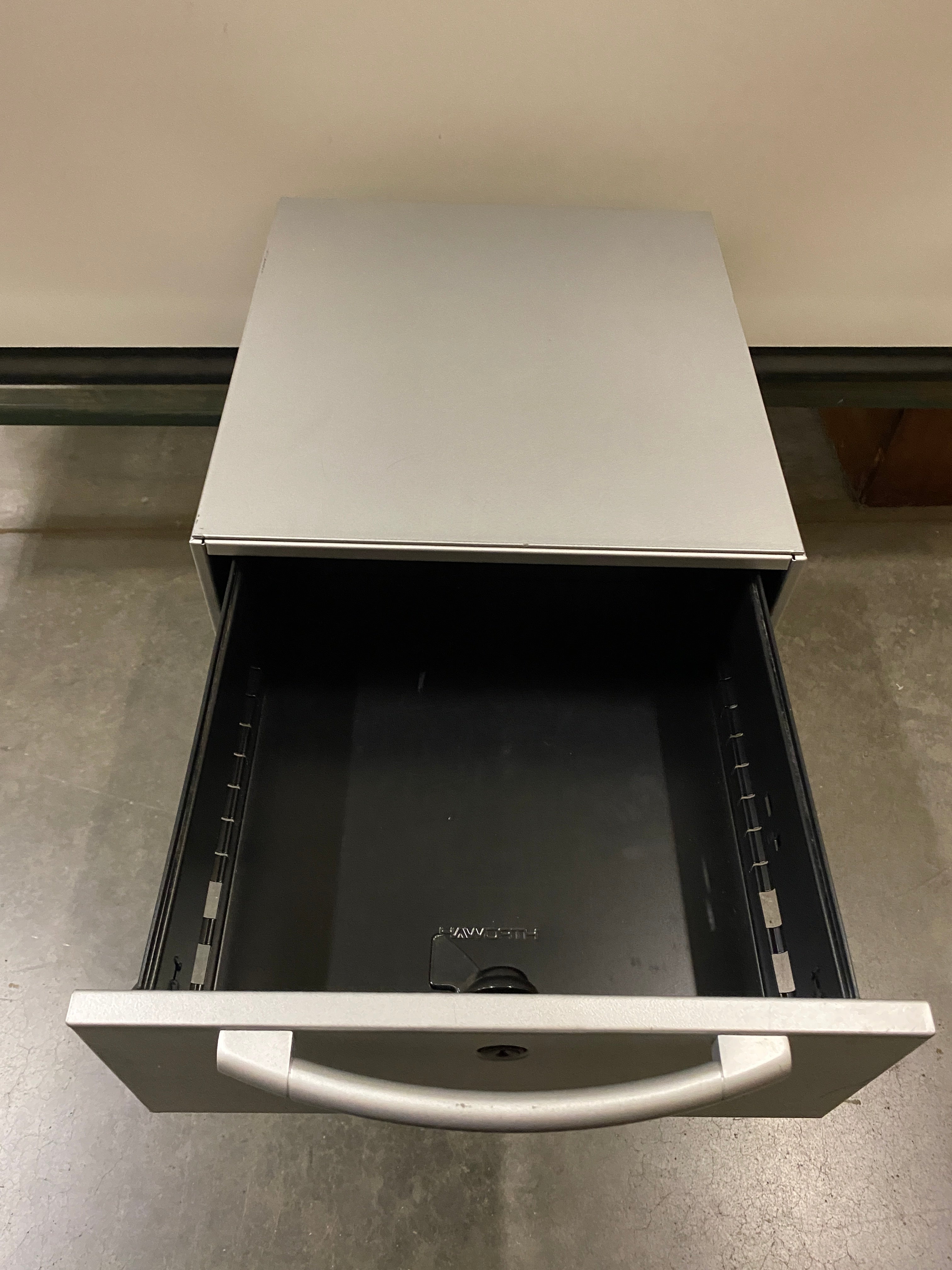 Gray Metal 2 Drawer Filing Cabinet On Wheels
