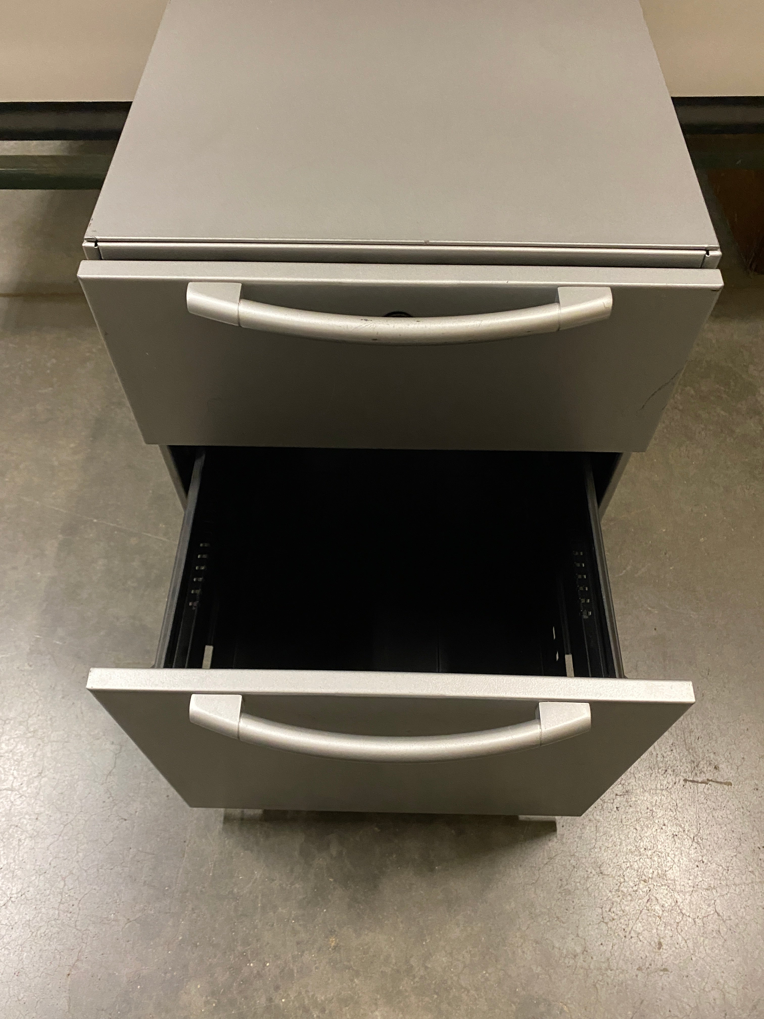Gray Metal 2 Drawer Filing Cabinet On Wheels