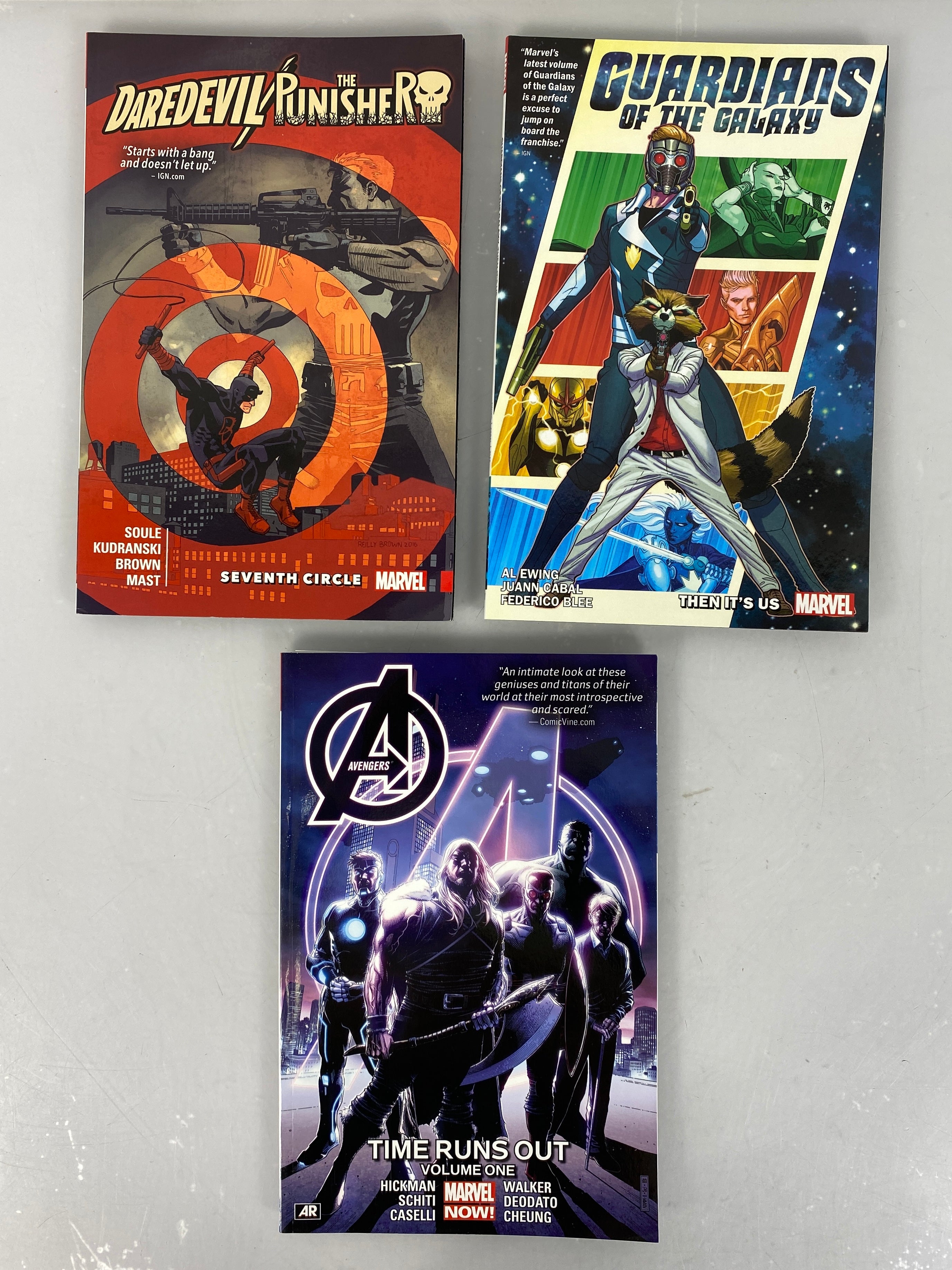 Lot of 3 Avengers, Guardians of the Galaxy, Daredevil (Marvel) Graphic Novels SC