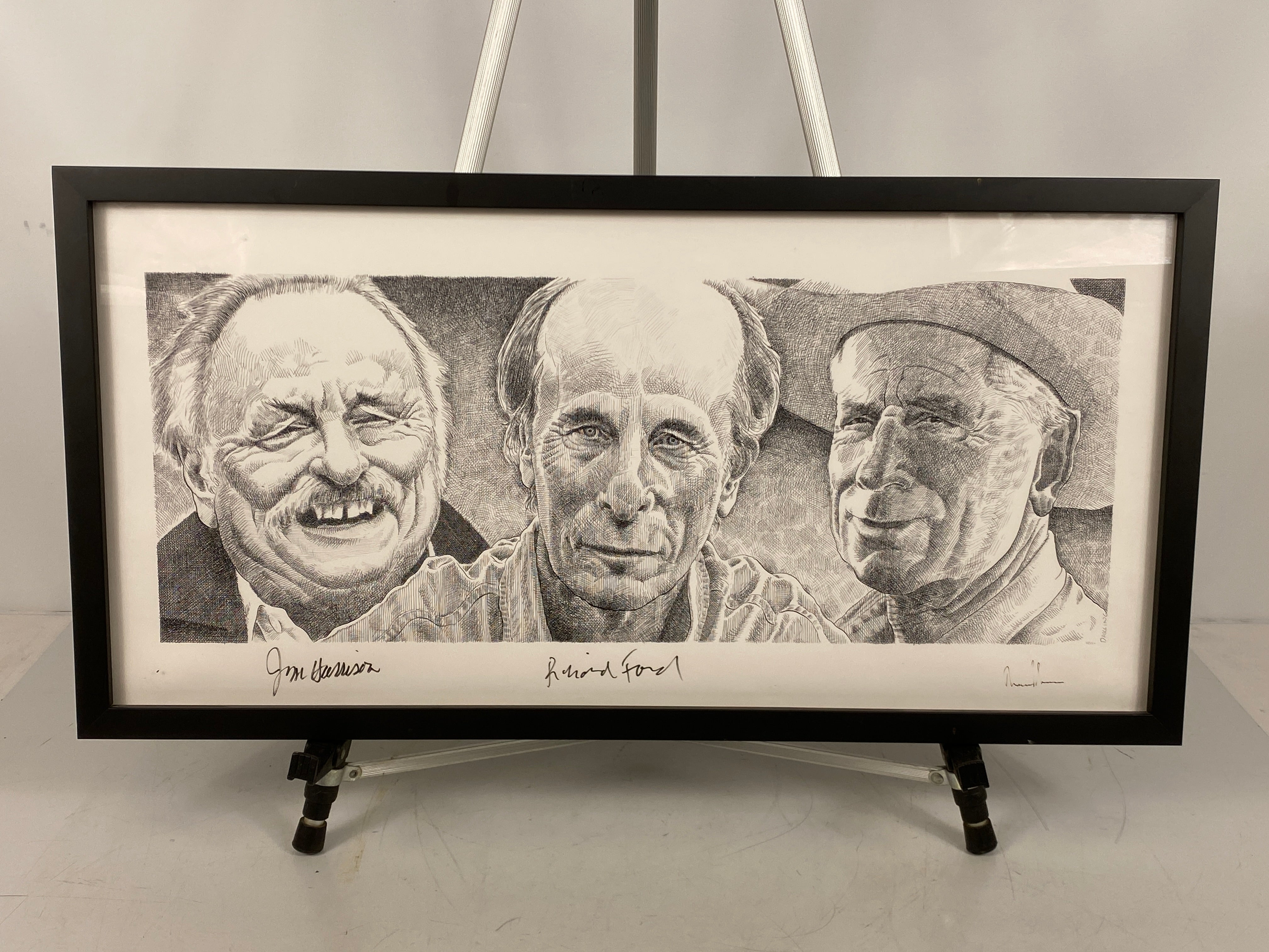 Autographed Sketch Artwork of Jim Harrison, Richard Ford & Thomas McGuane by Mark Darling