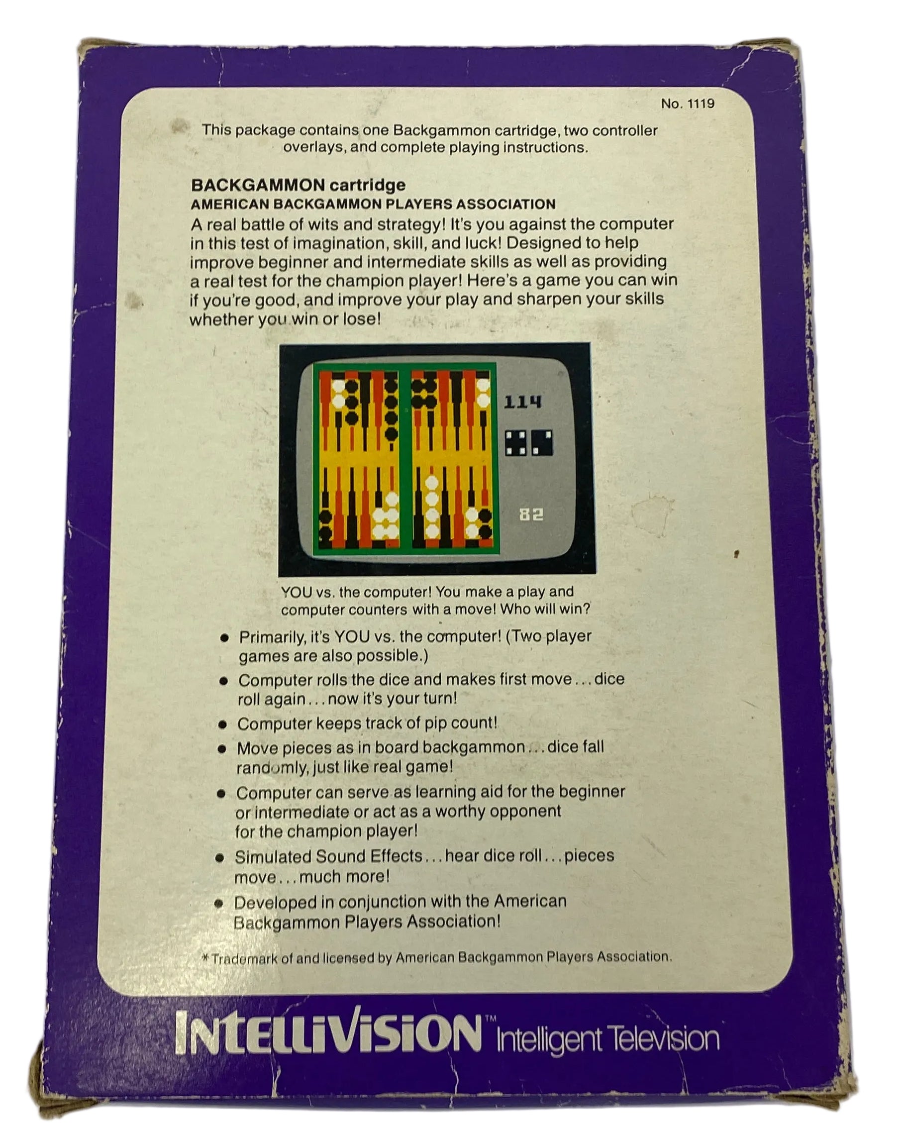Intellivision ABPA Backgammon Video Game