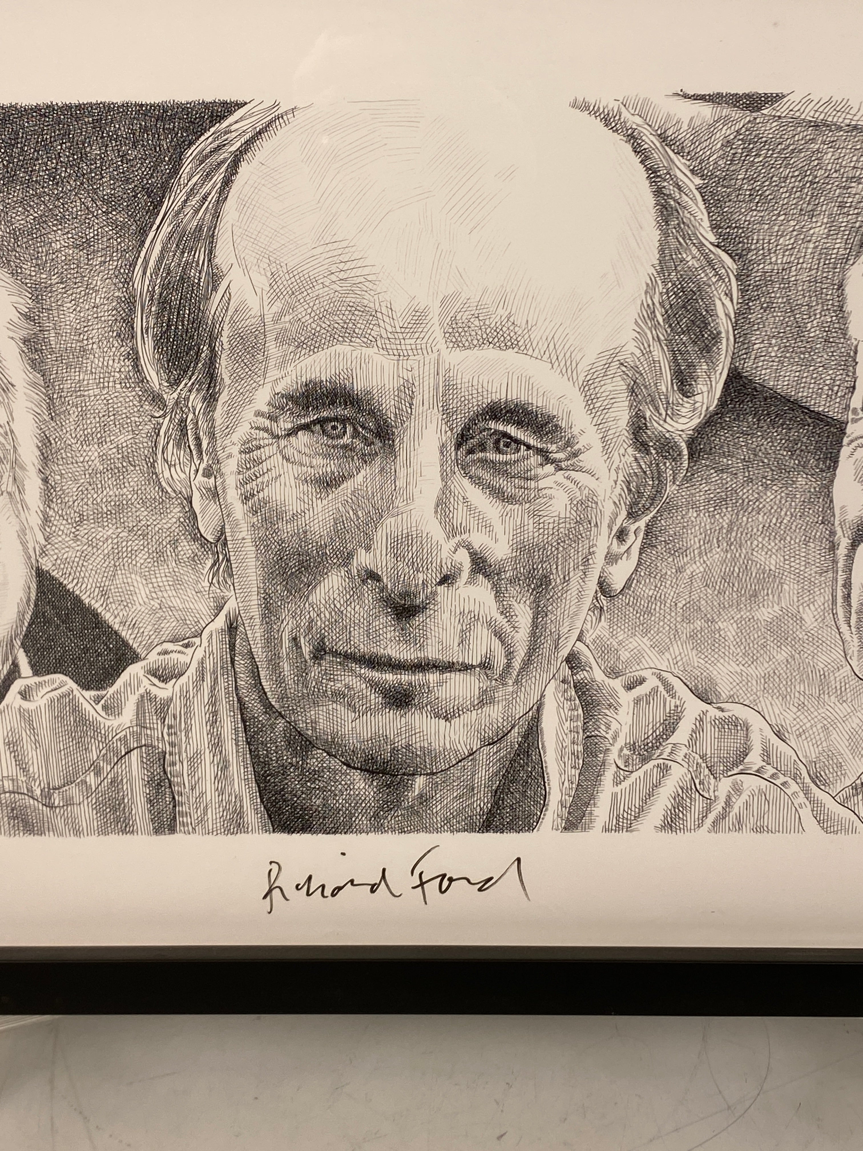 Autographed Sketch Artwork of Jim Harrison, Richard Ford & Thomas McGuane by Mark Darling