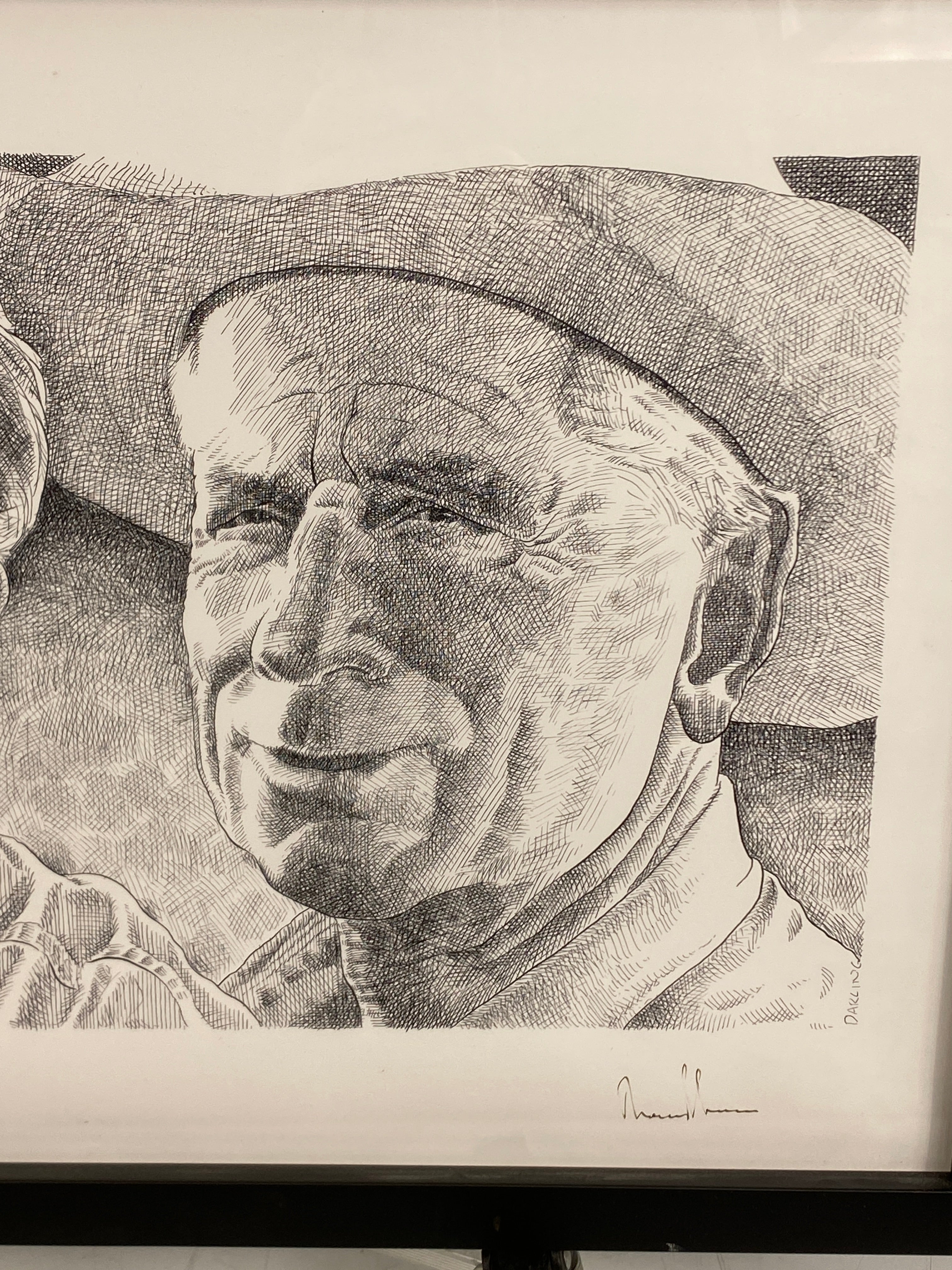 Autographed Sketch Artwork of Jim Harrison, Richard Ford & Thomas McGuane by Mark Darling