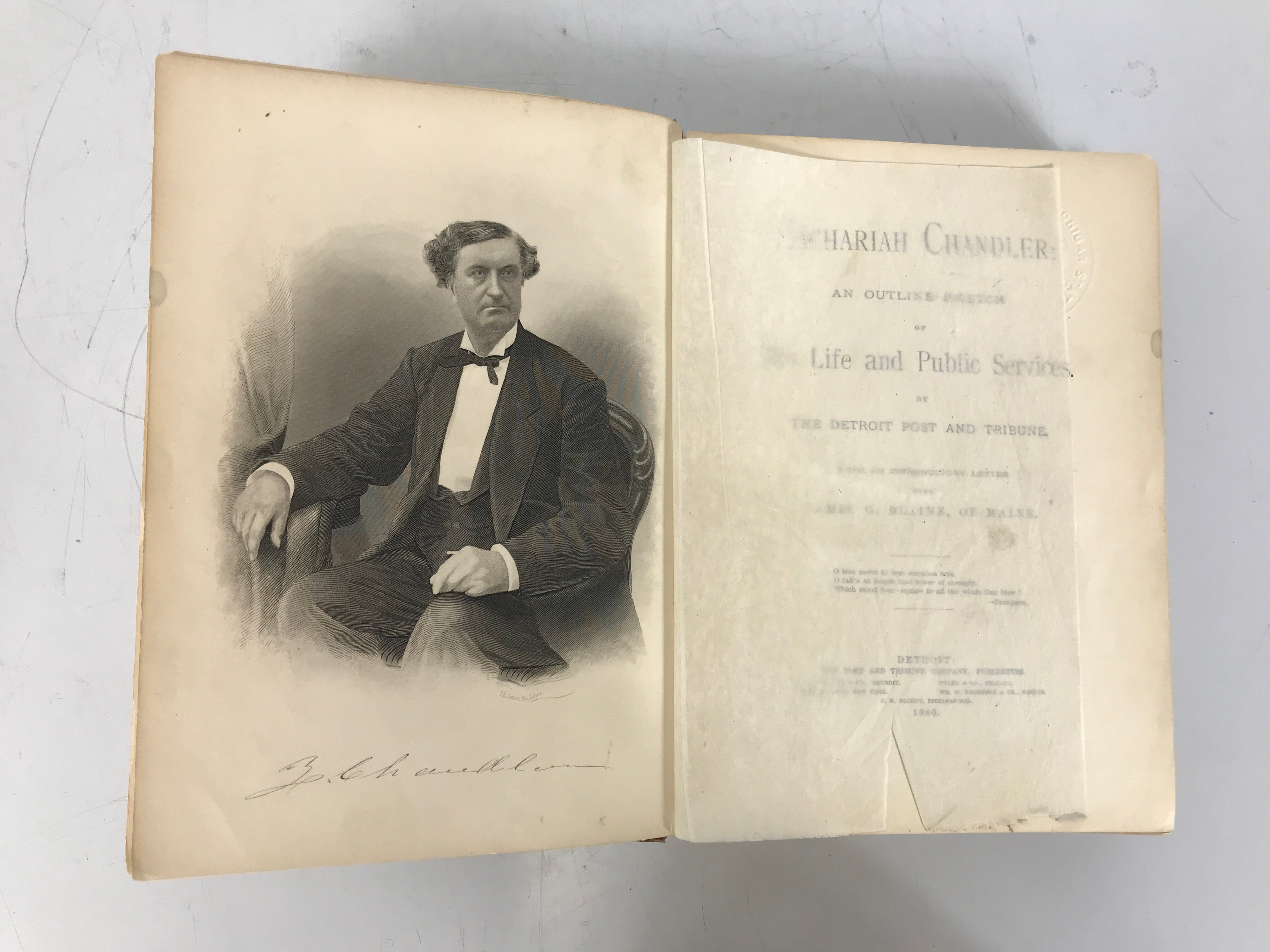 Zachariah Chandler Michigan Senator by The Detroit Post & Tribune 1880 HC Ex-Lib