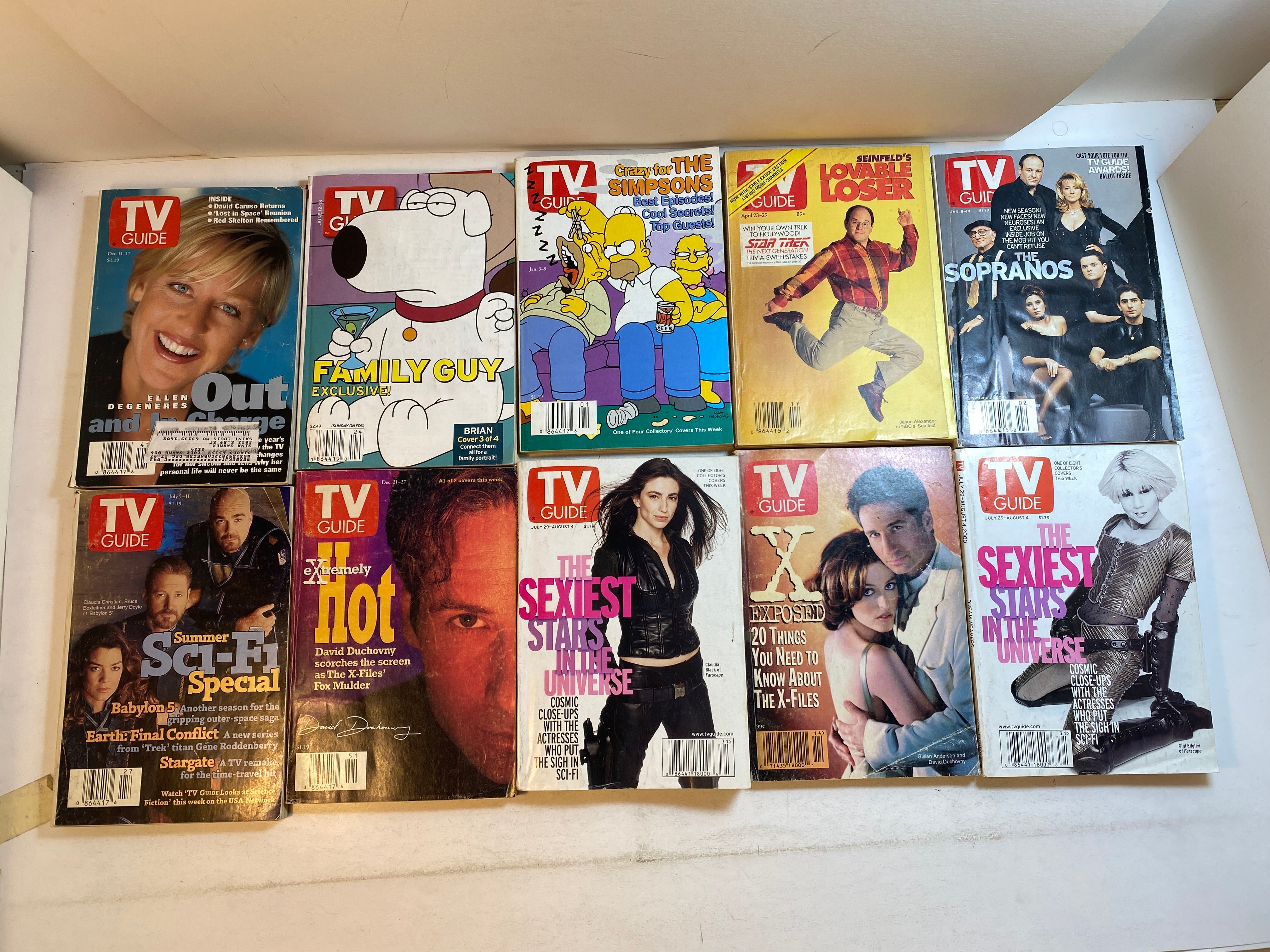 Lot of 10 TV Guides 1994-2005 Seinfeld Simpsons Family Guy