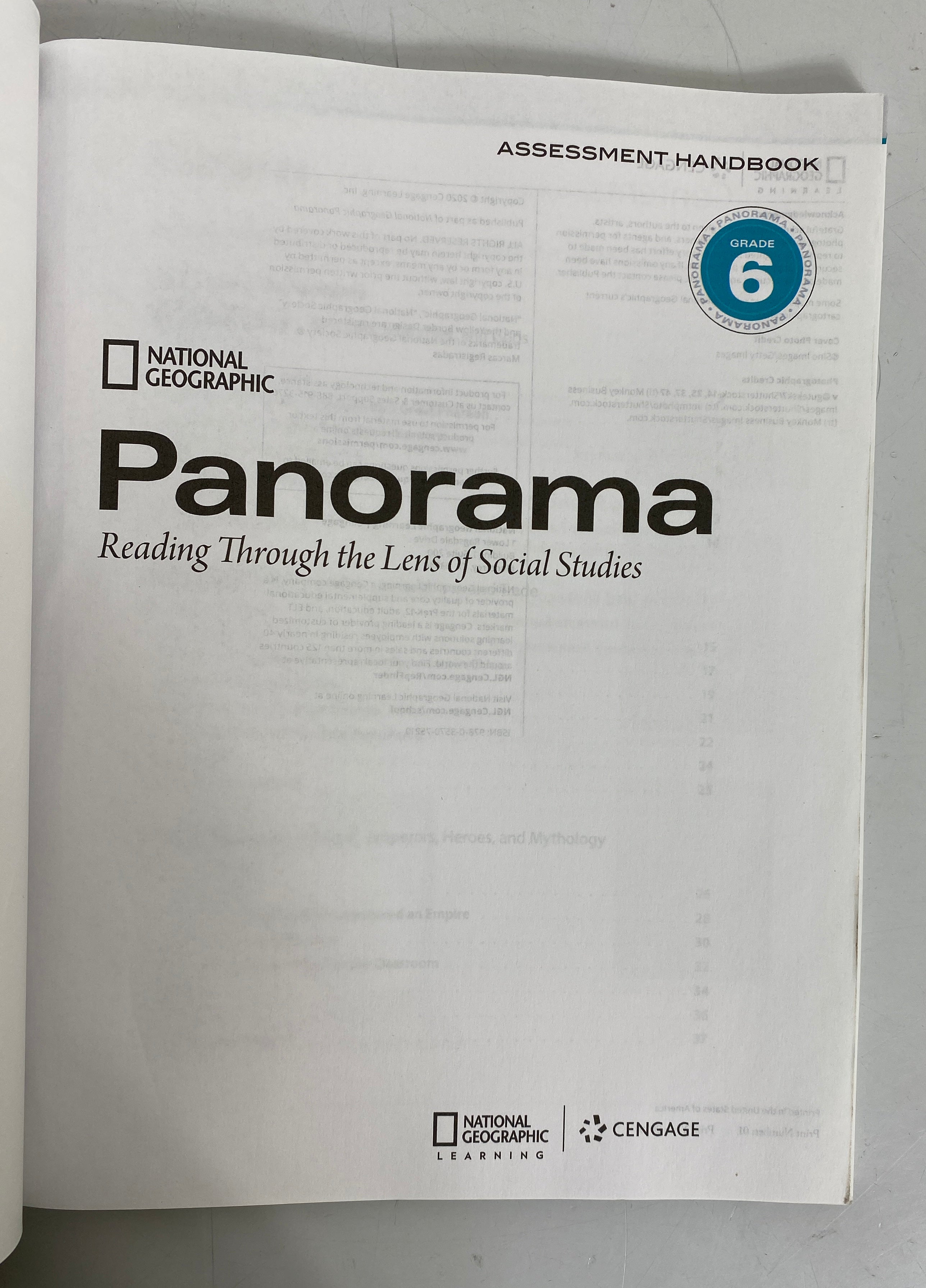 Panorama Assessment Handbook 6th Grade Nat'l Geographic 2020 SC