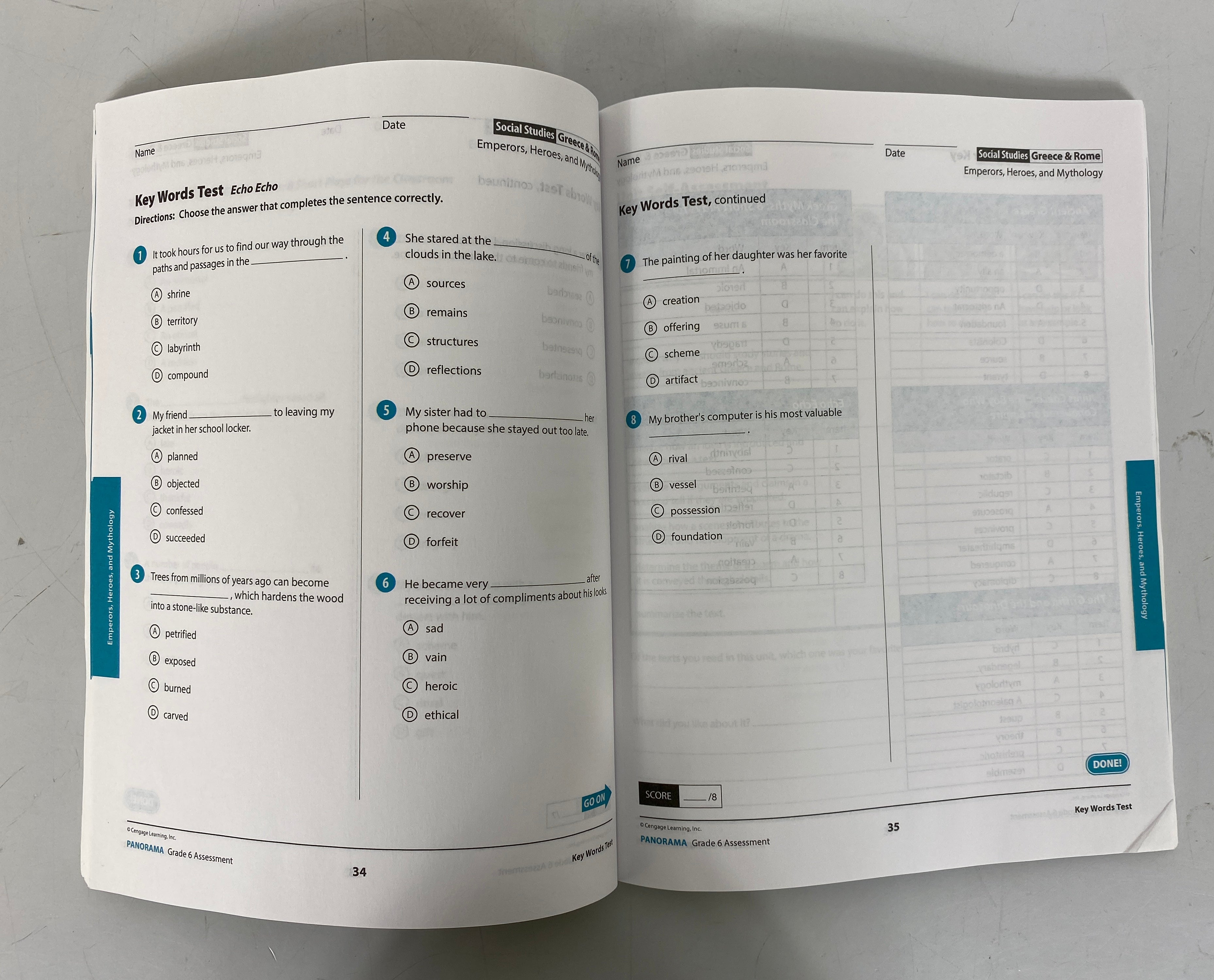 Panorama Assessment Handbook 6th Grade Nat'l Geographic 2020 SC