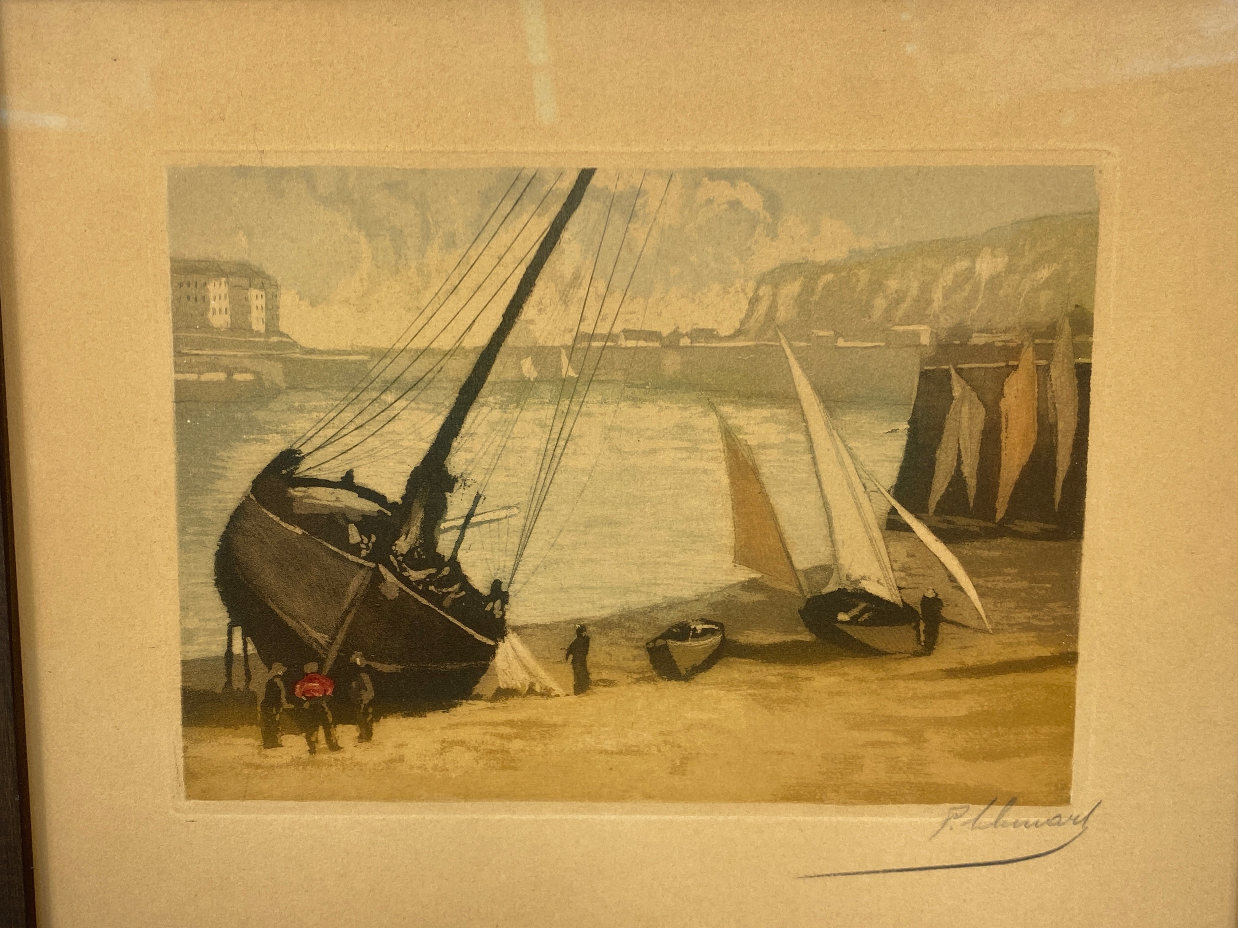 Framed and Signed Lithograph of Sailboats