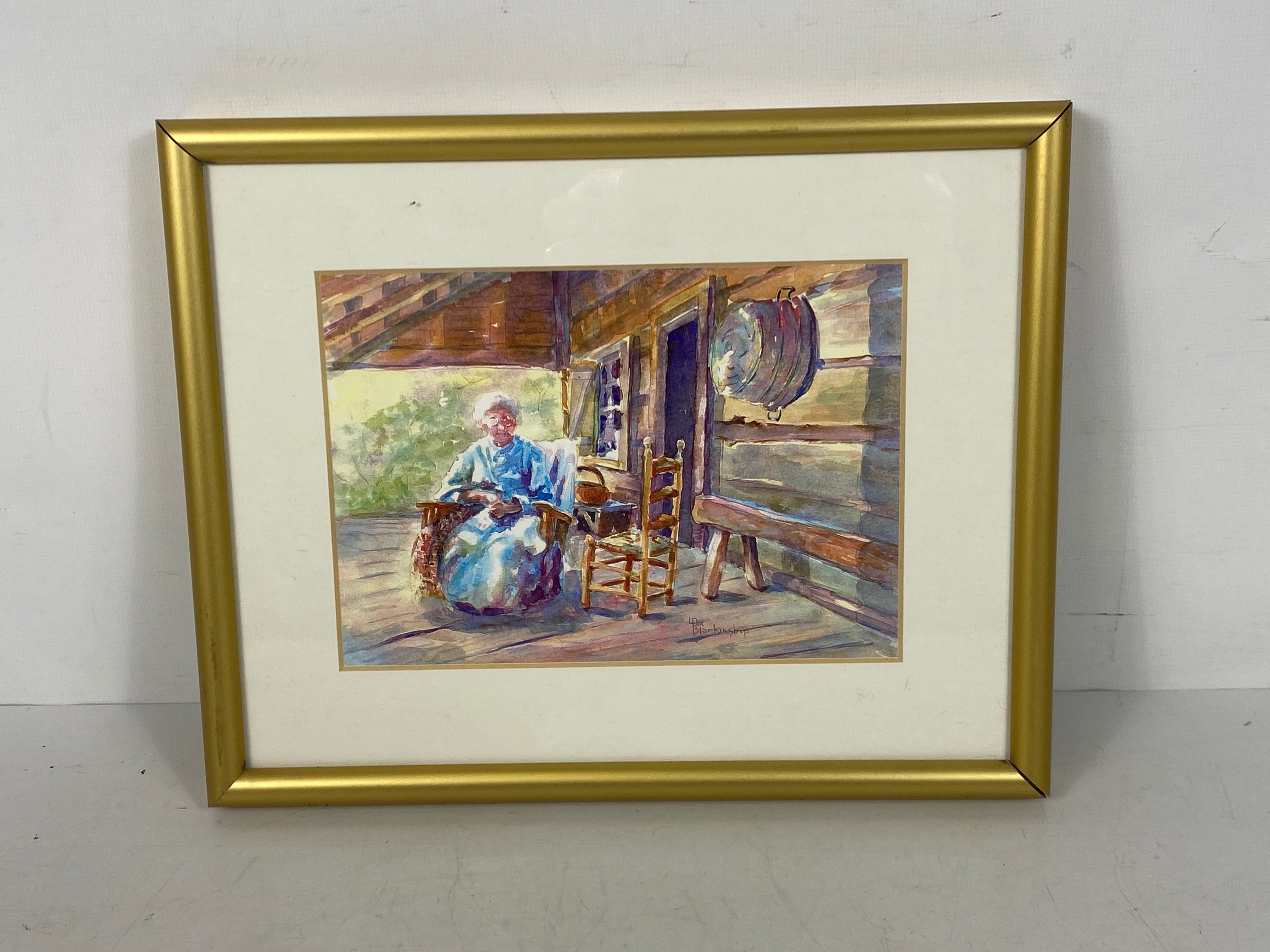 Framed Watercolor Print "The Empty Chair" by Lynda Fox Blankinship