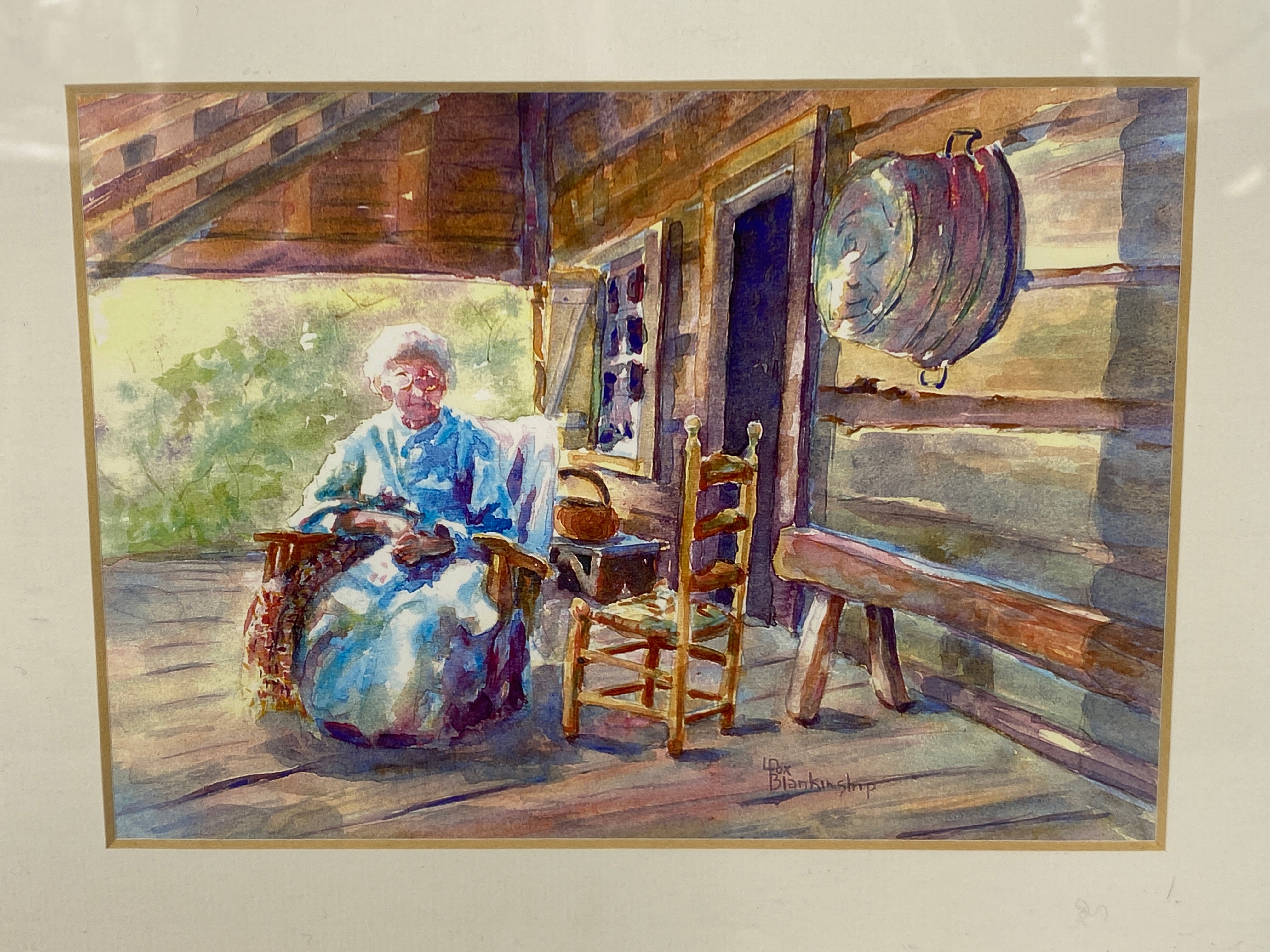 Framed Watercolor Print "The Empty Chair" by Lynda Fox Blankinship