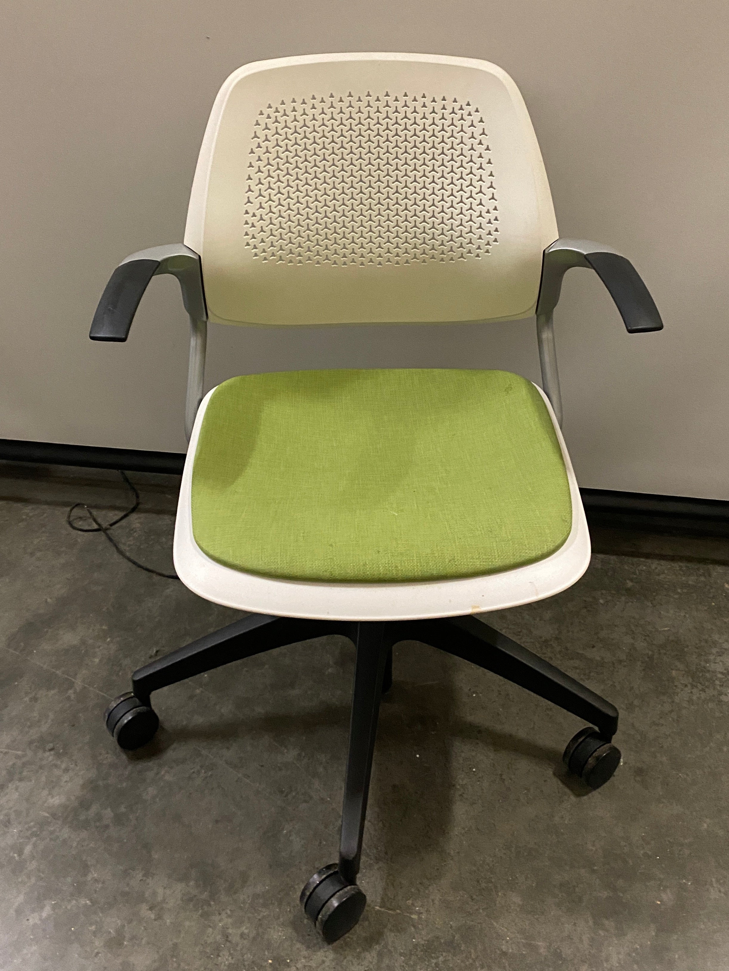 Allsteel Green Upholstered White Frame Office Chair
