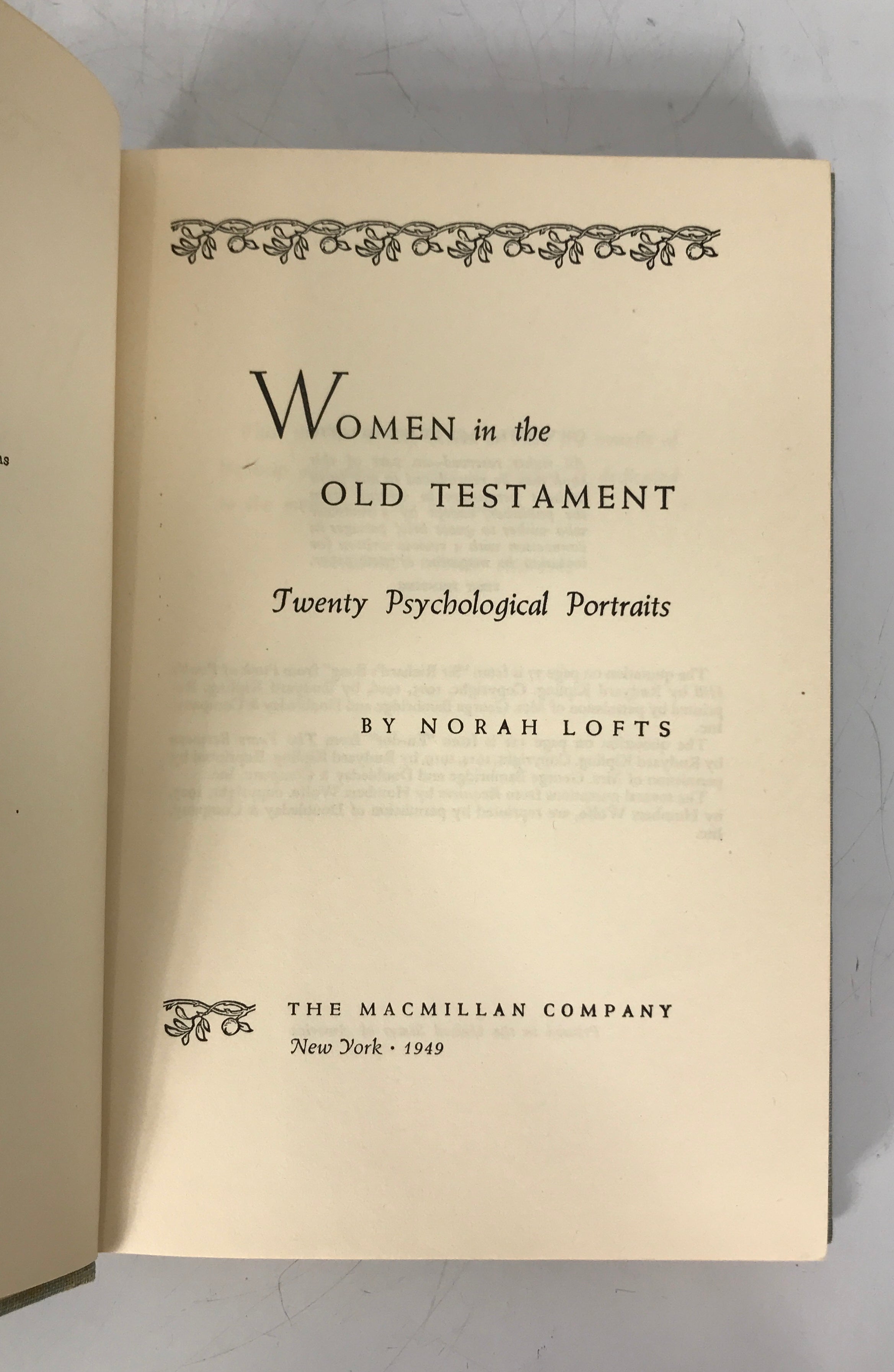 Women in the Old Testament 20 Psychological Portraits 1949 1st Ed 1st Print HC