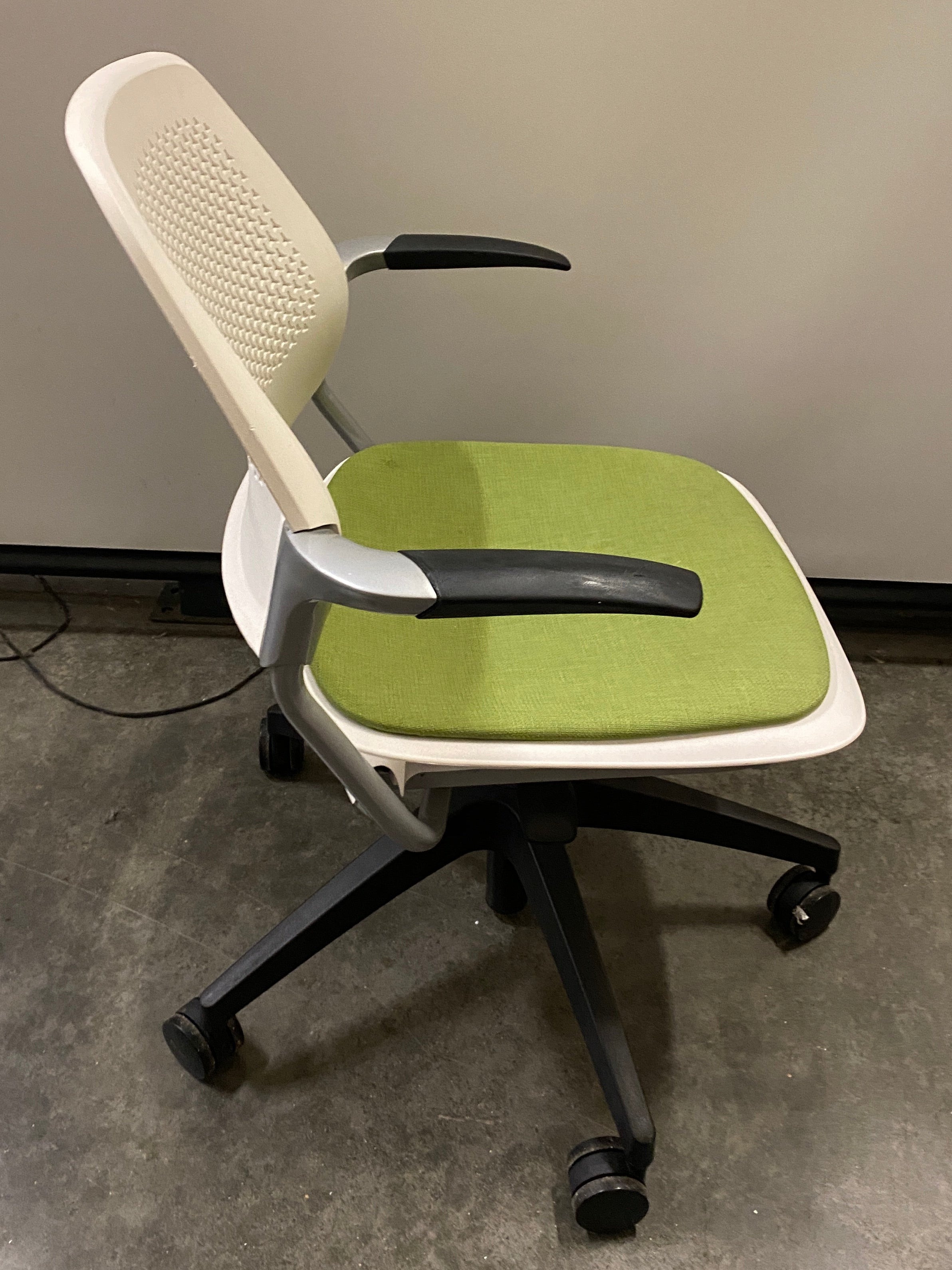 Allsteel Green Upholstered White Frame Office Chair