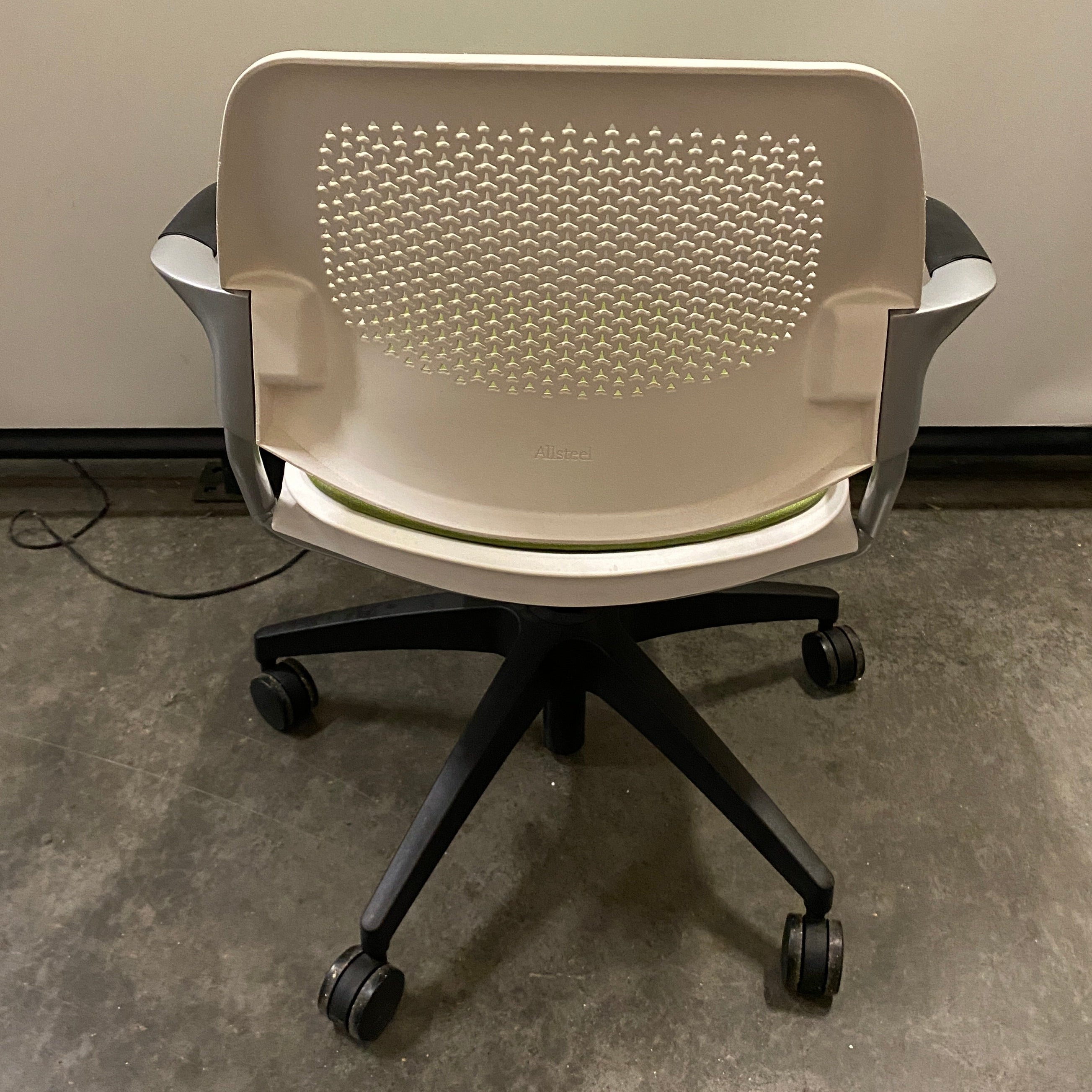 Allsteel Green Upholstered White Frame Office Chair