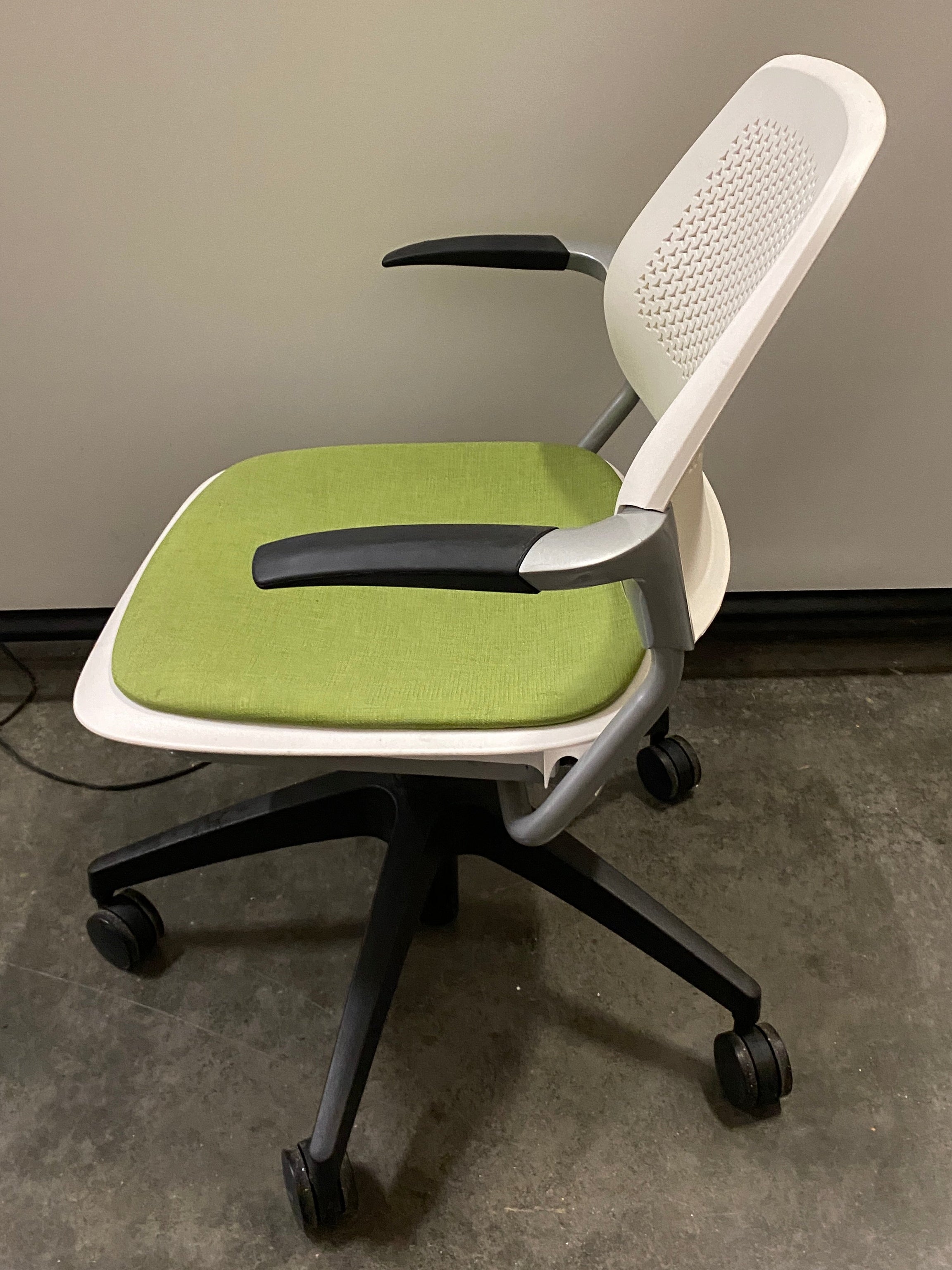 Allsteel Green Upholstered White Frame Office Chair
