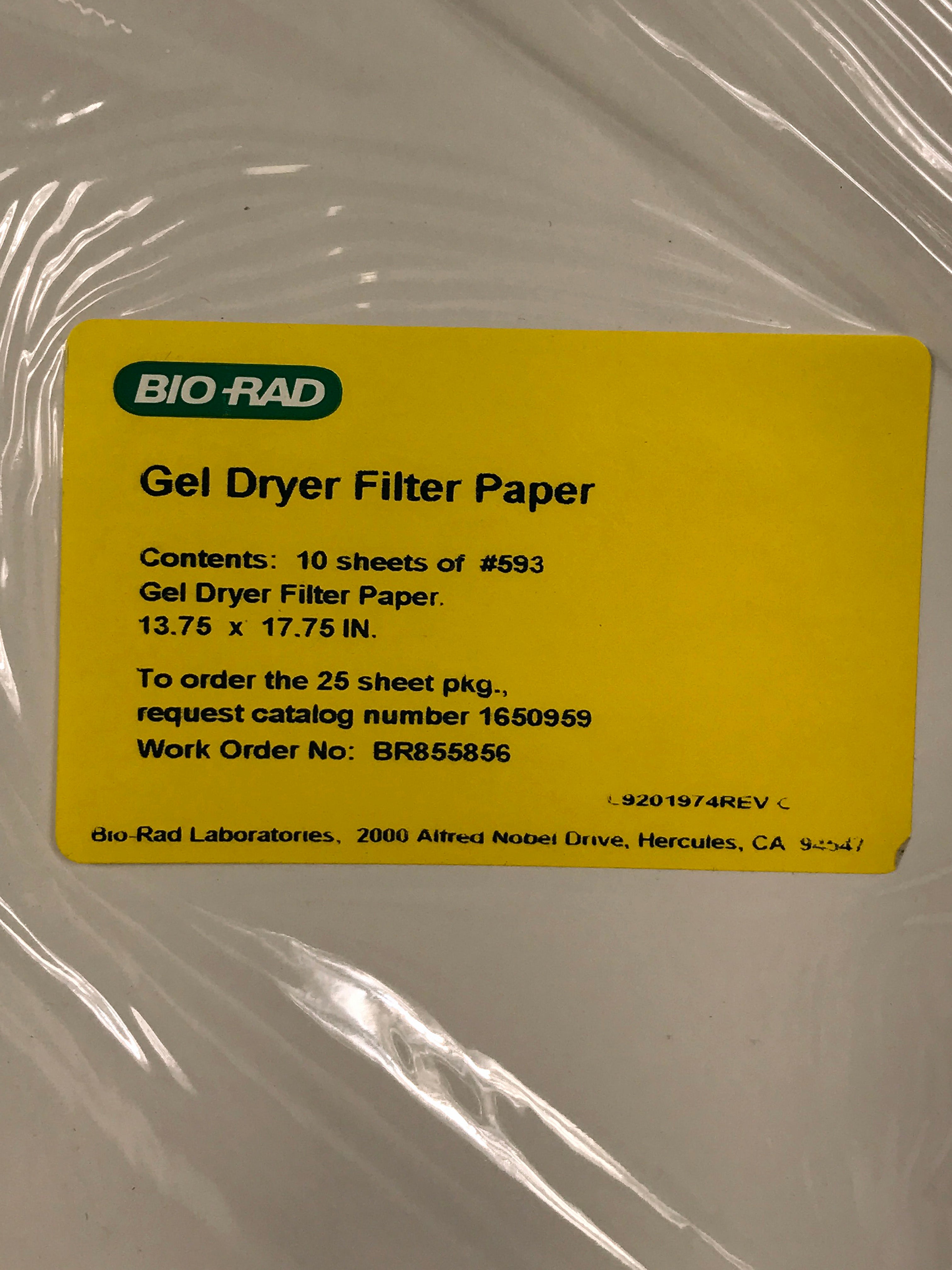 Bio-Rad 593 Gel Dryer Filter Paper 10 Sheets 13.75" x 17.75"
