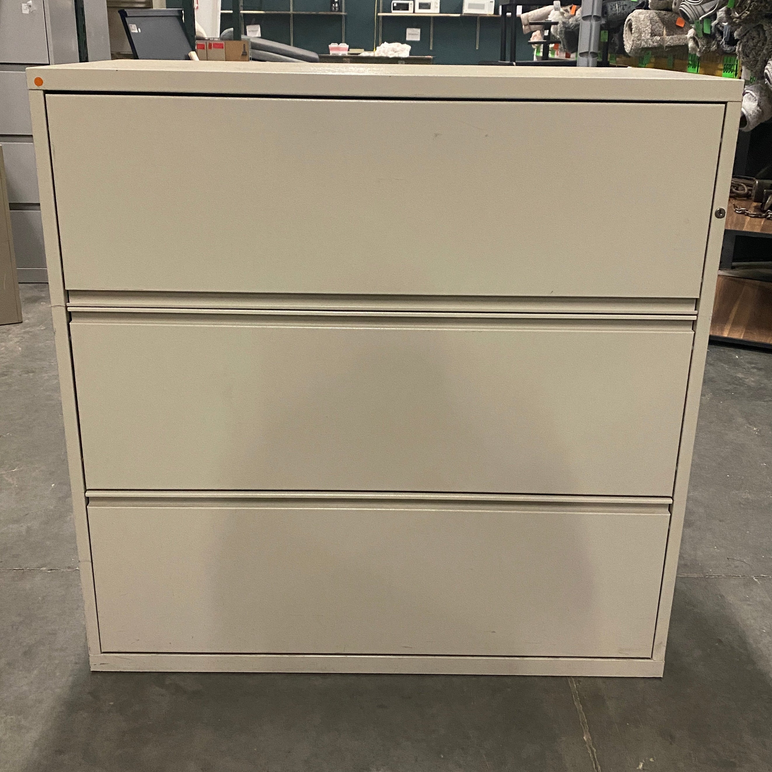Beige 3 Drawer Lateral File Cabinet