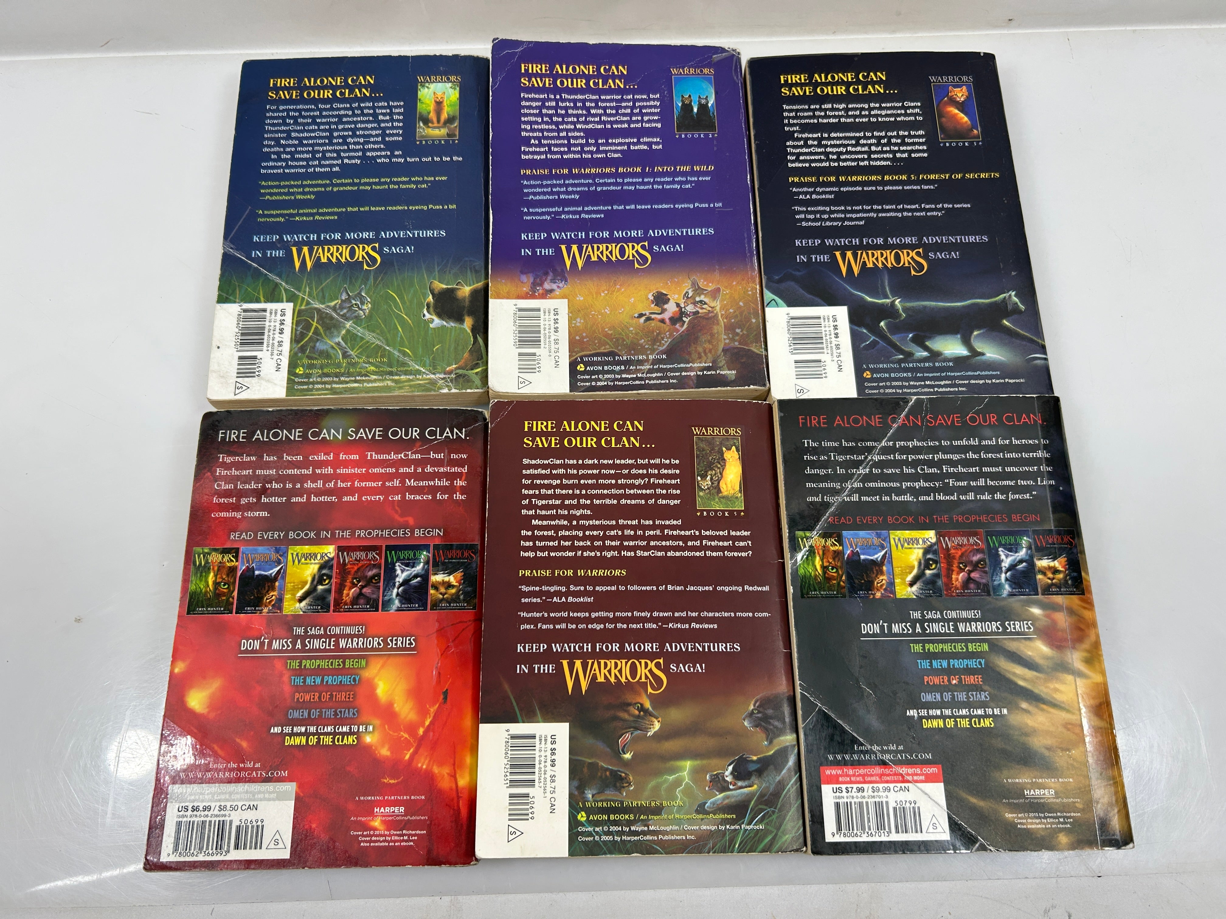 Lot of 6 Warrior Cats The Prophecies Begin SC