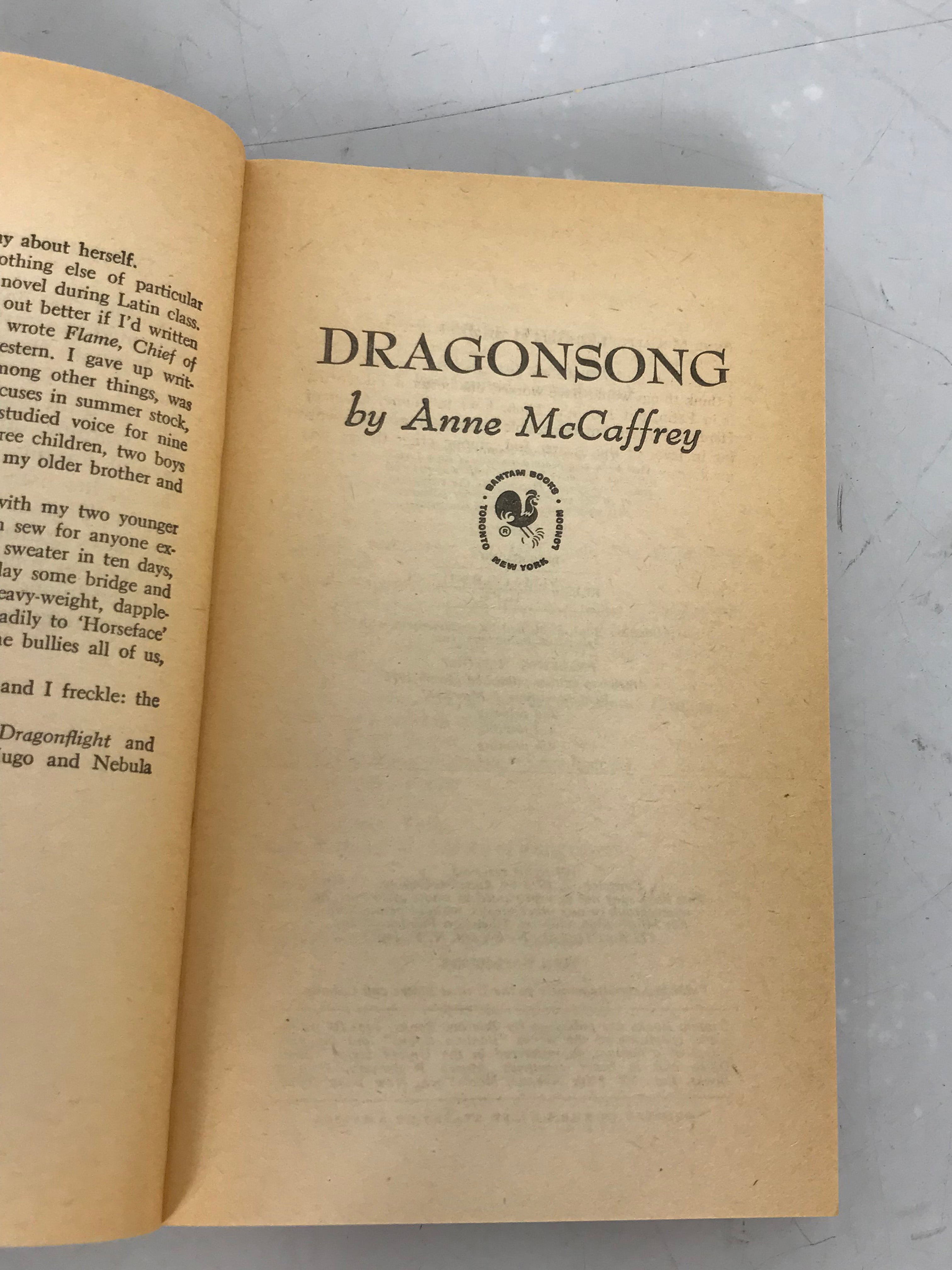 Dragonsong & Dragonsinger by Anne McCaffrey 1976/78 PB