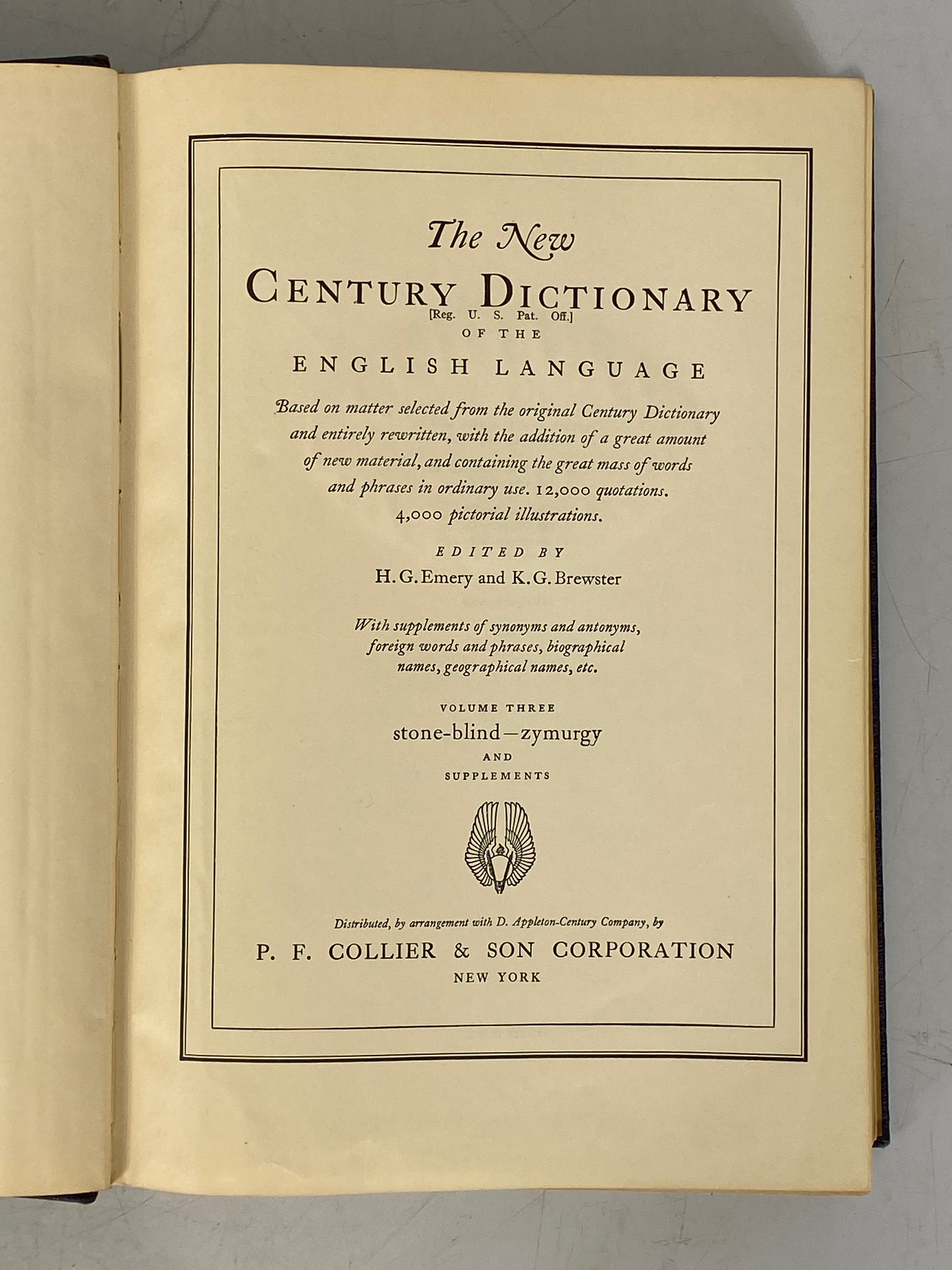 3 Volume Set: The New Century Dictionary 1933 Edition HC