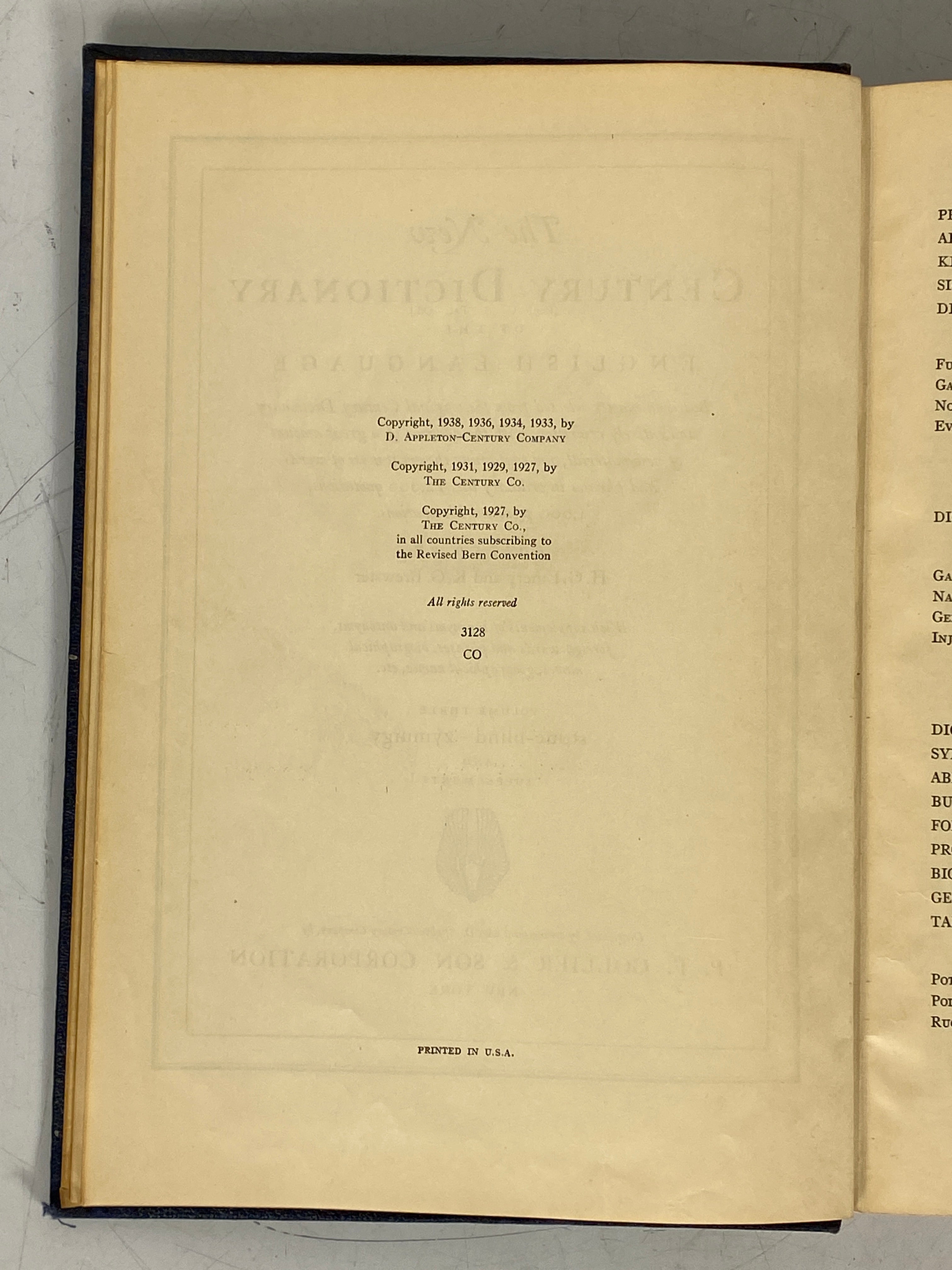 3 Volume Set: The New Century Dictionary 1933 Edition HC
