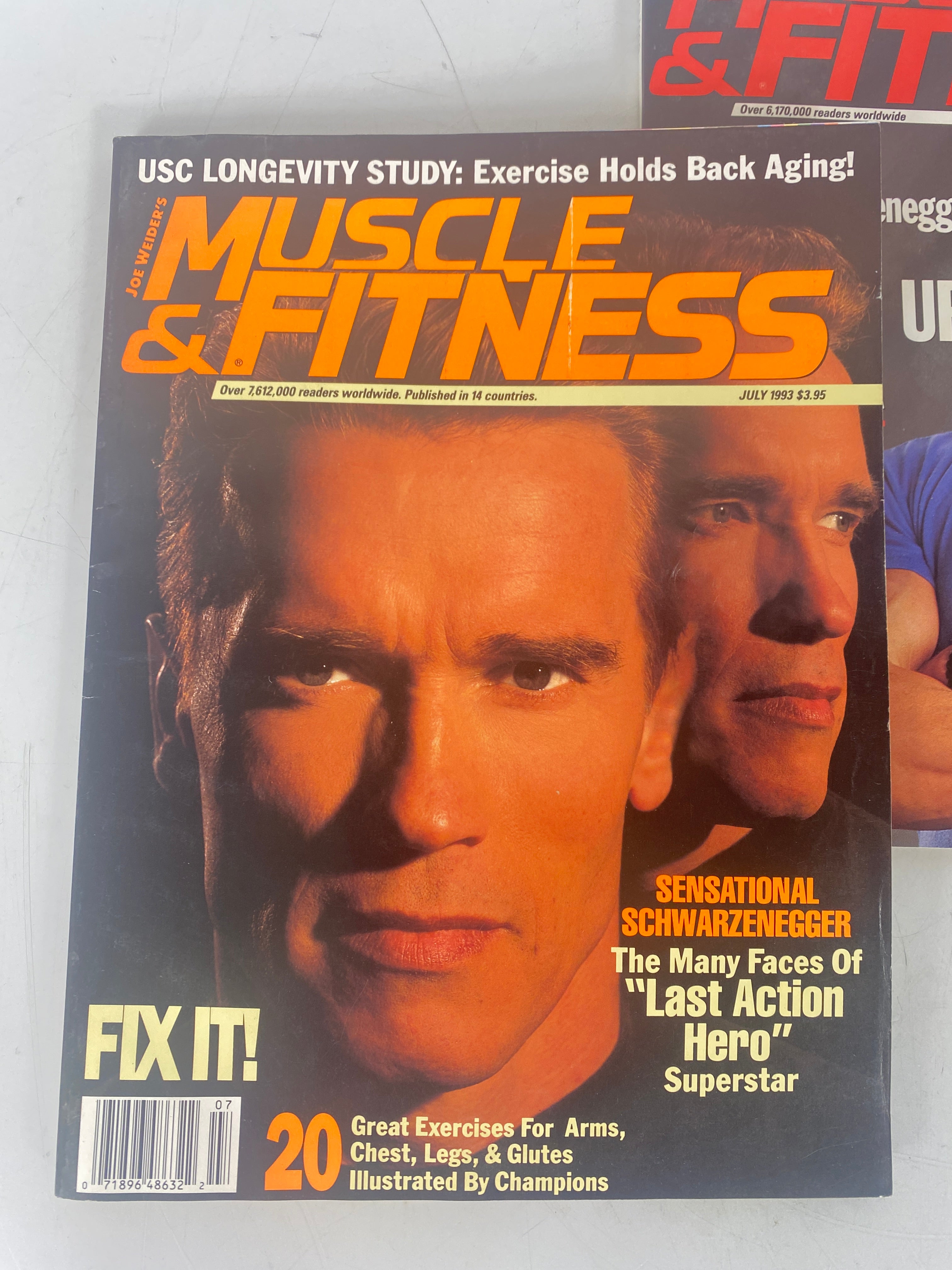 Lot of 3 Muscle and Fitness Magazines Swarzenegger Covers 1984 1992 1993