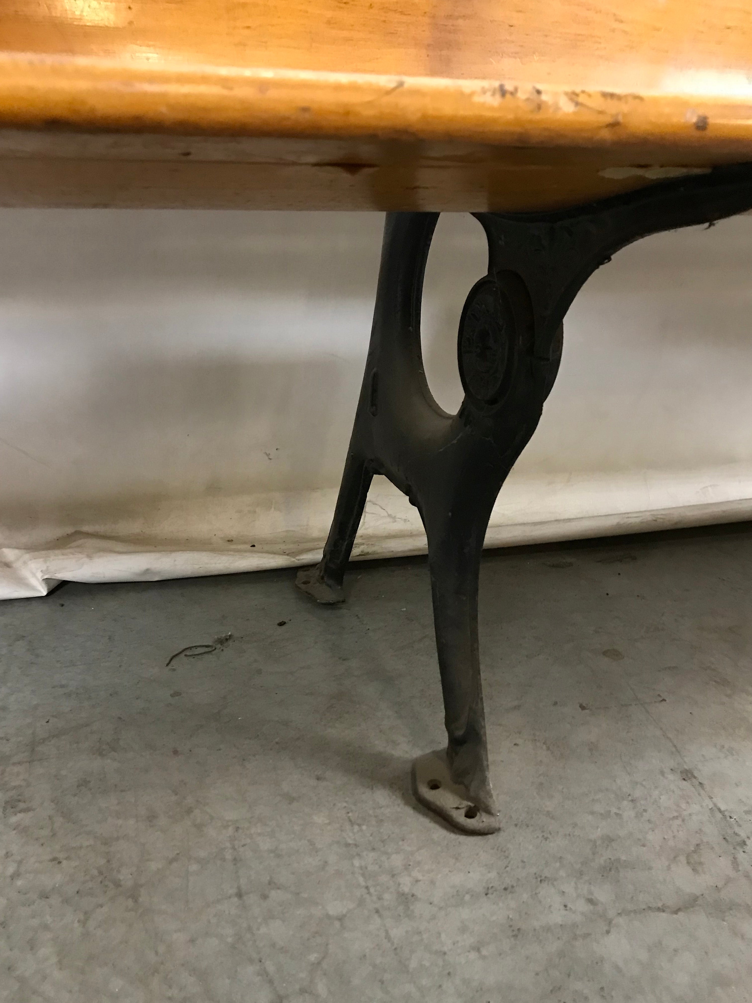 Antique 4-Seat Wood School Desk Bench #2