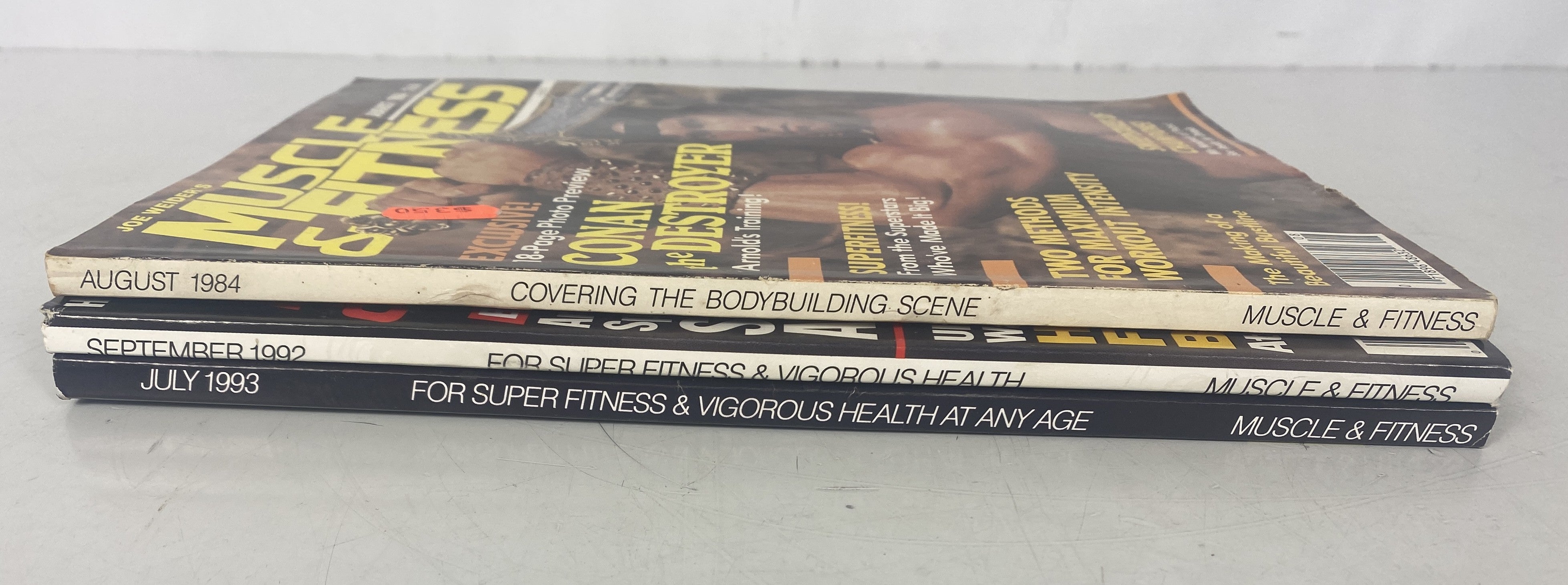 Lot of 3 Muscle and Fitness Magazines Swarzenegger Covers 1984 1992 1993