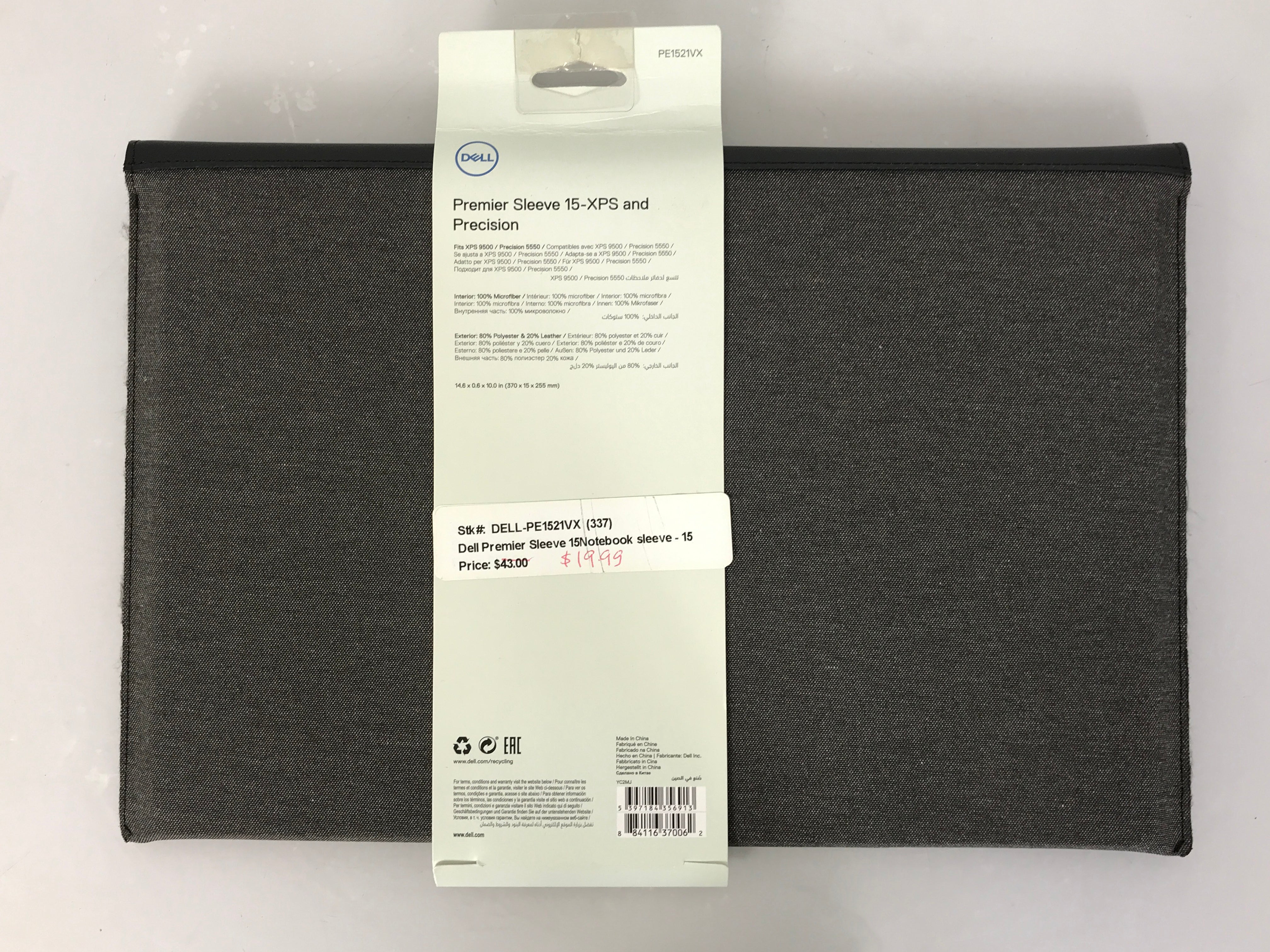 Dell Black PE1521VX Premier Sleeve XPS 15" Notebook Sleeve