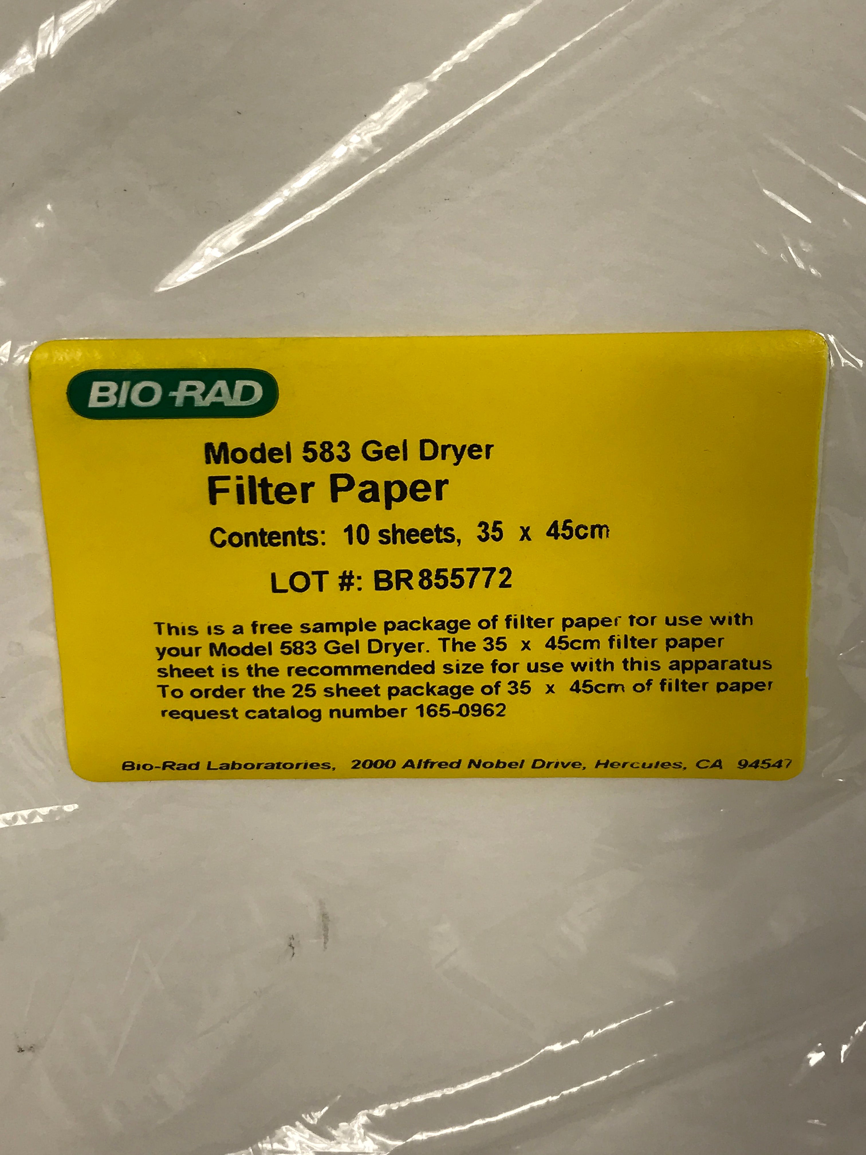 Bio-Rad Model 583 Gel Dryer Filter Paper 9 Sheets 35cm x 45cm
