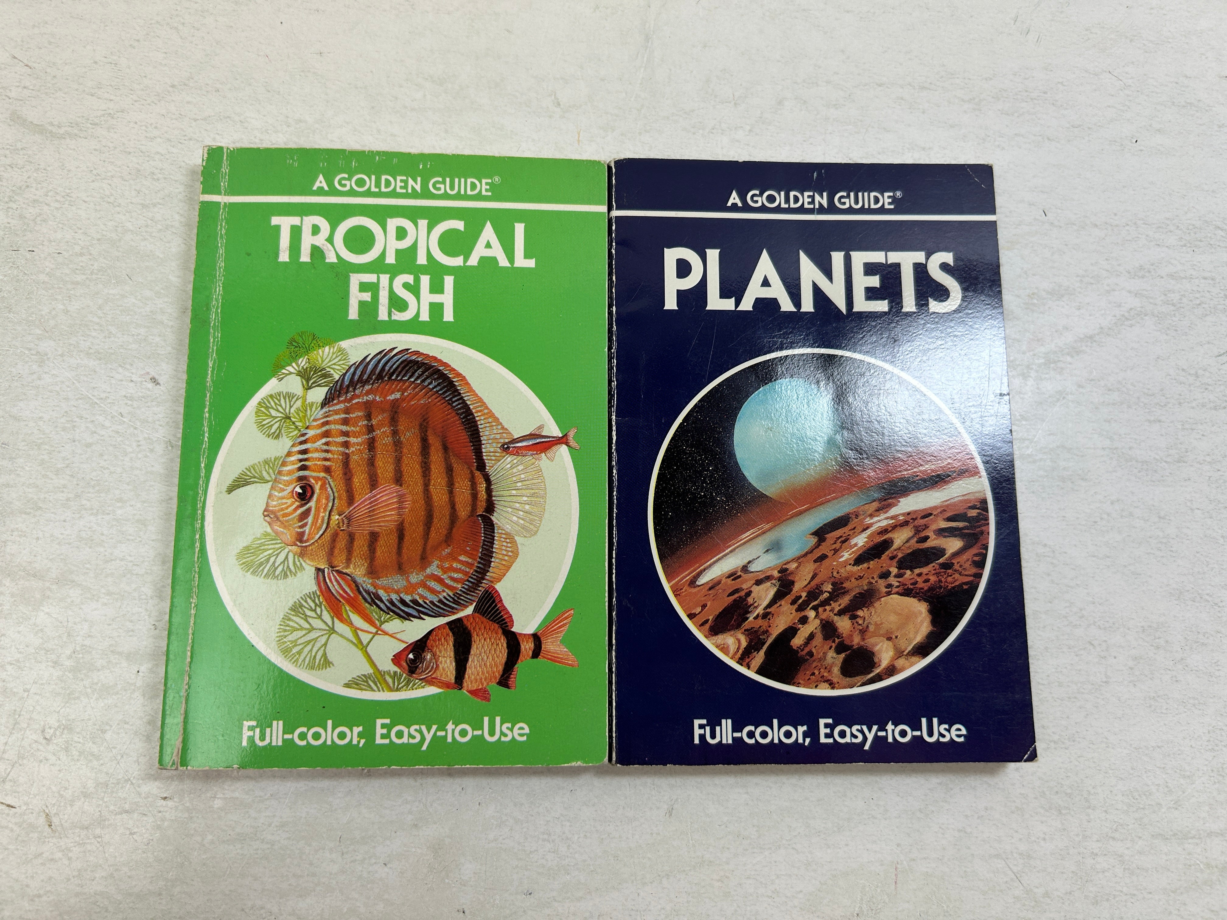 Lot of 2 Vintage A Golden Guide Planets and Tropical Fish 1987-1990 SC
