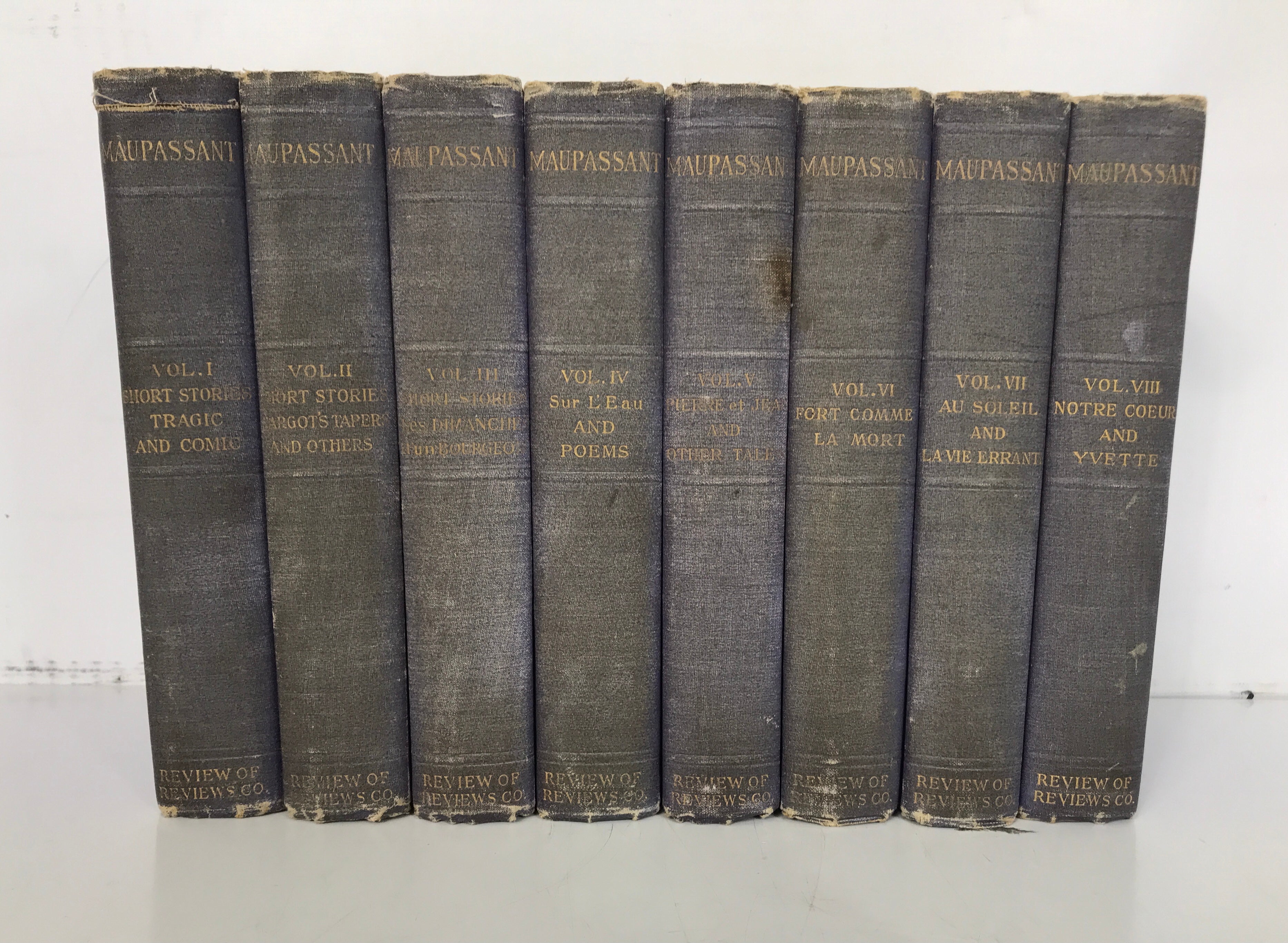 Complete 8 Vol Set Works of Maupassant 1903 HC Review of Reviews Co