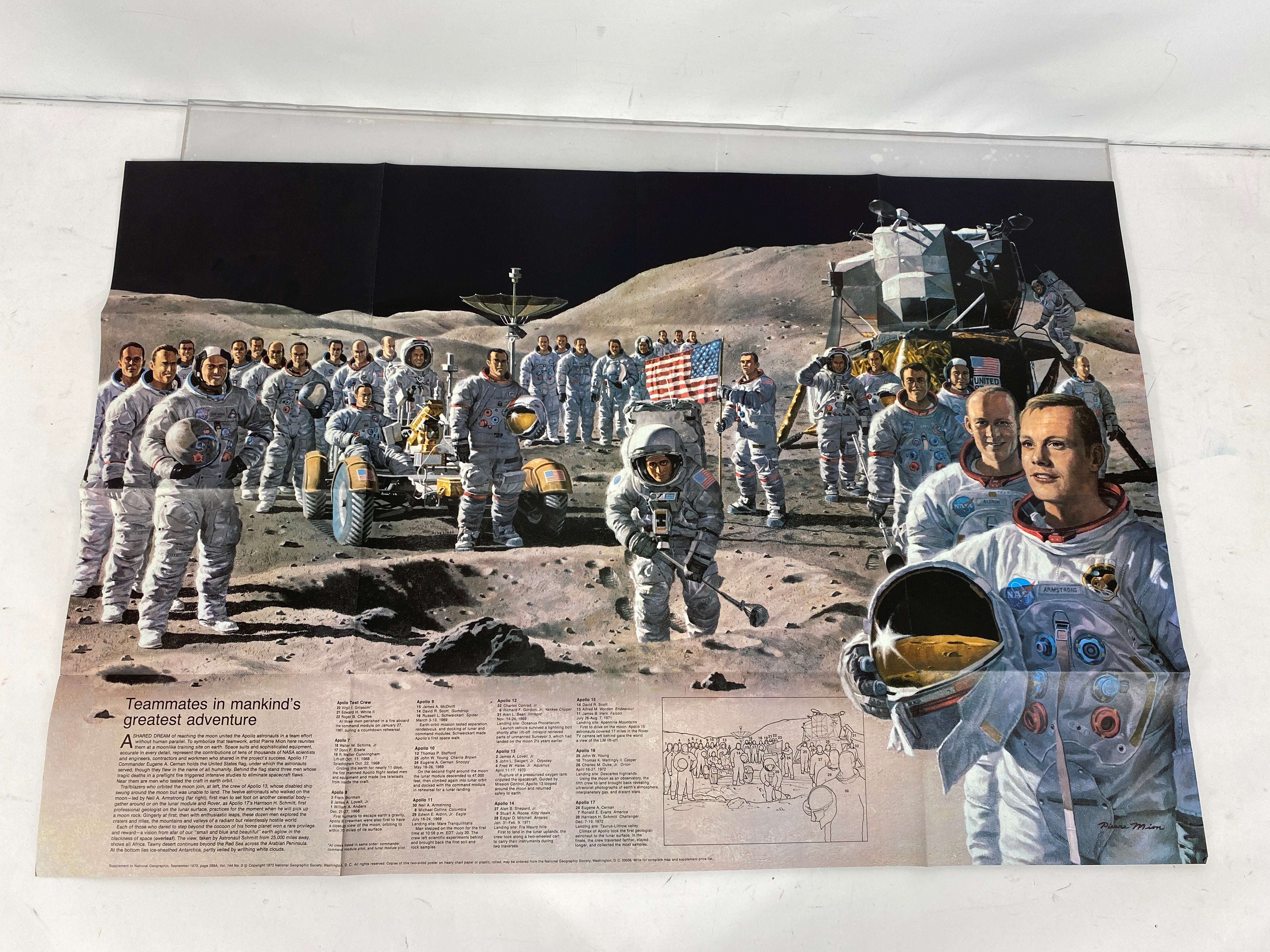 6 National Geographic Maps/Posters incl Moon Landing/Mars/The Heavens