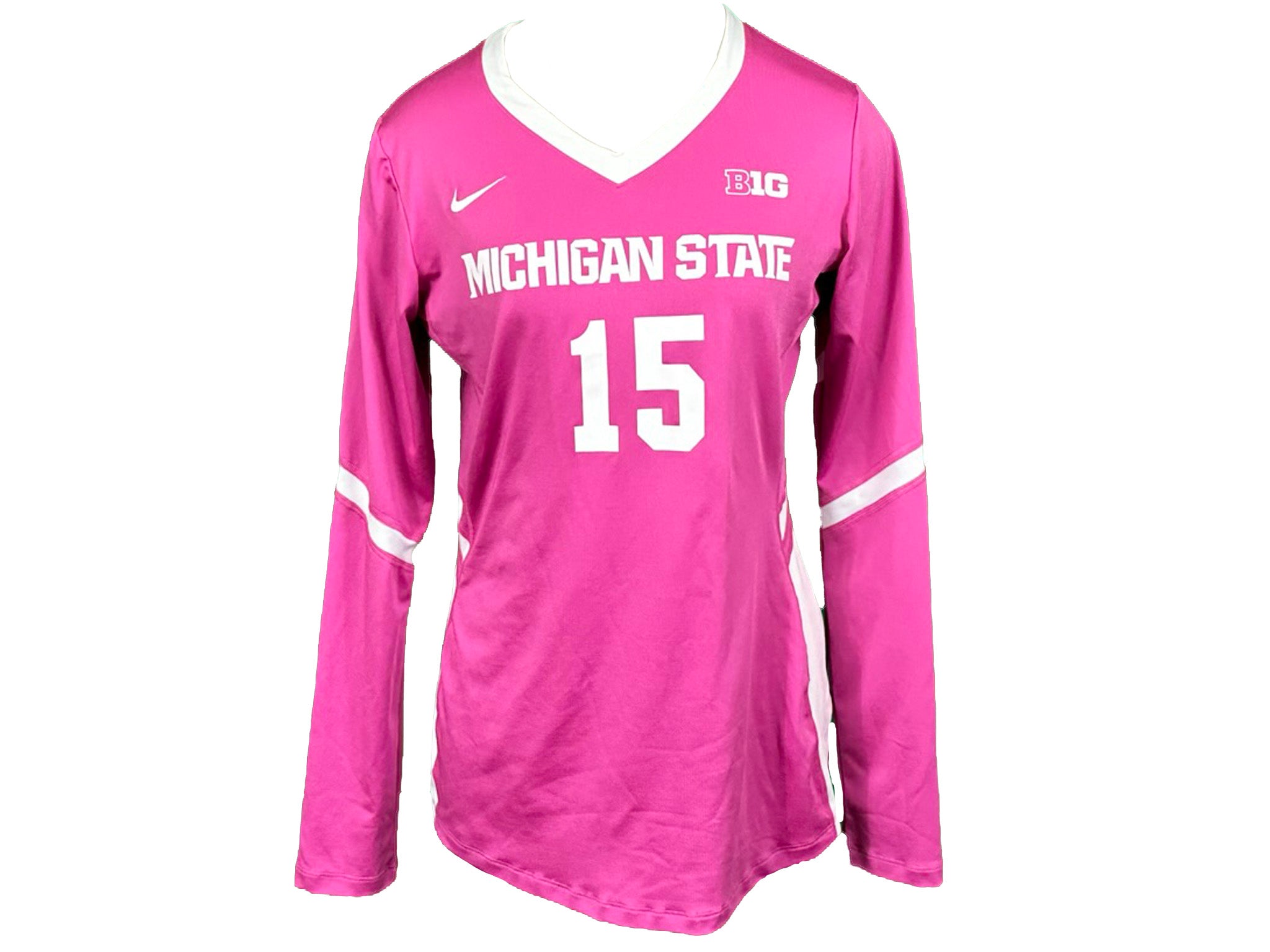 Nike Pink MSU Long Sleeve Volleyball Jersey #15 Women's Size XL