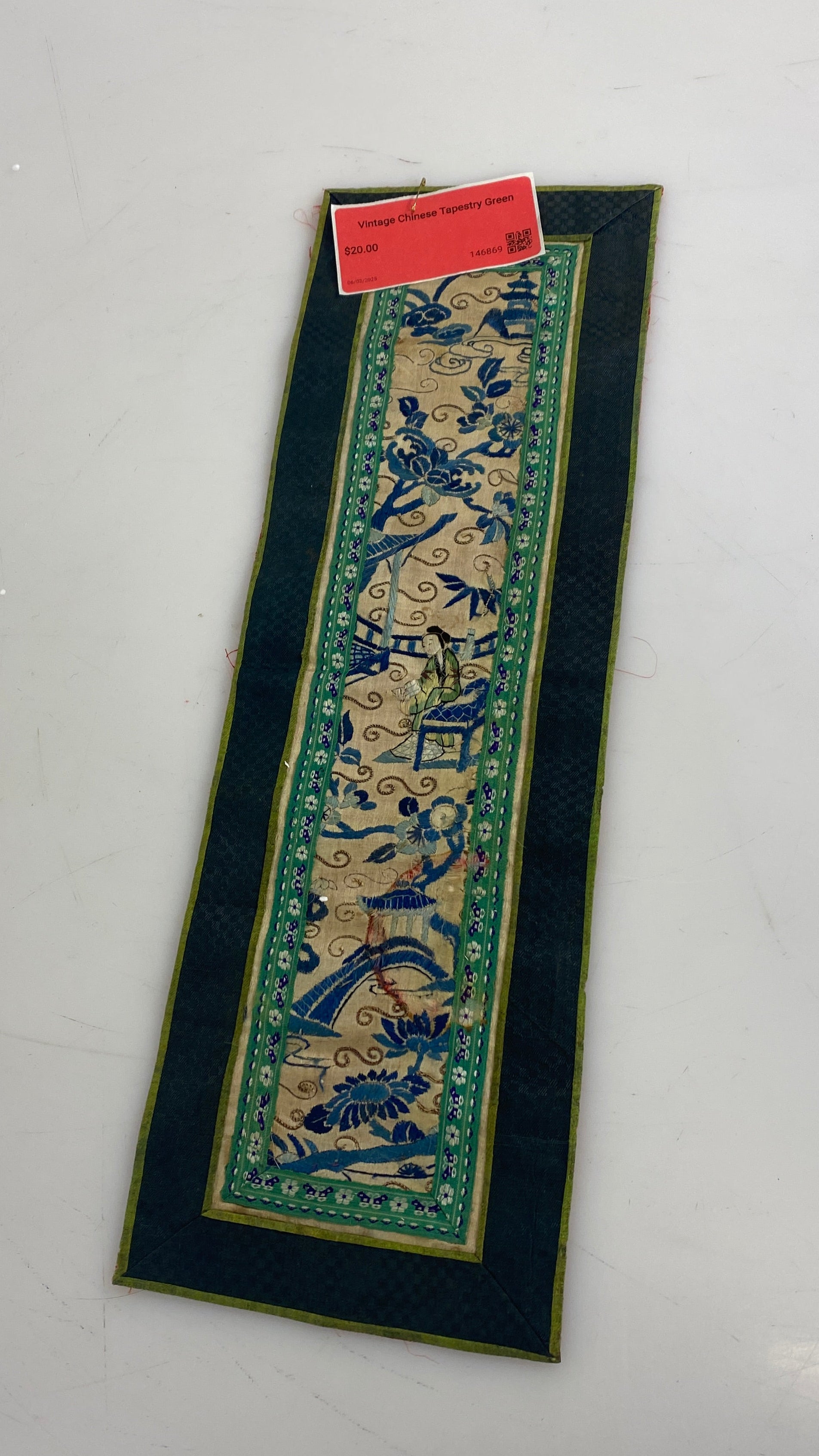 Vintage Chinese Tapestry Green