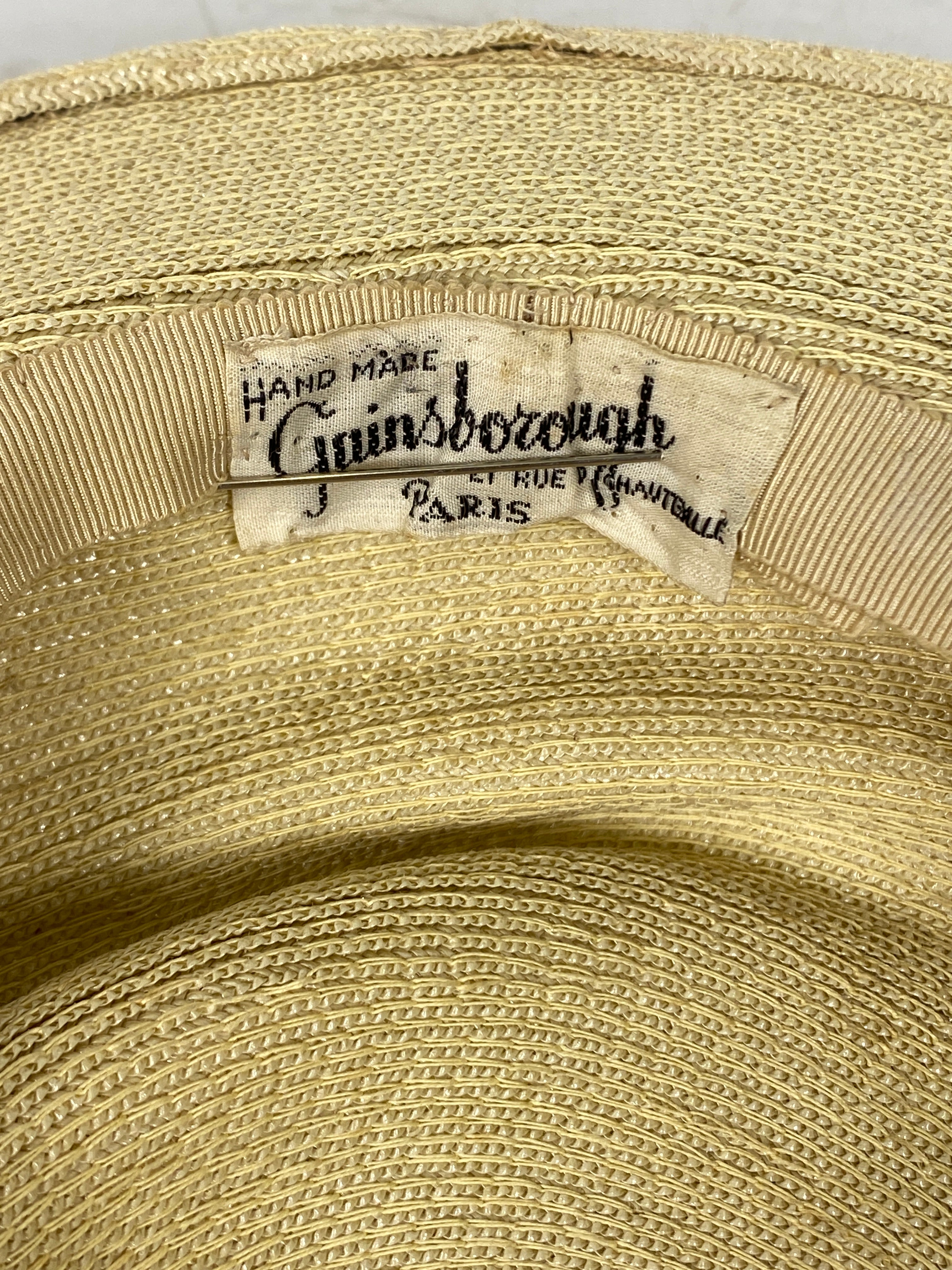 Vintage 1940s Gainsborough Paris Cartwheel Hat