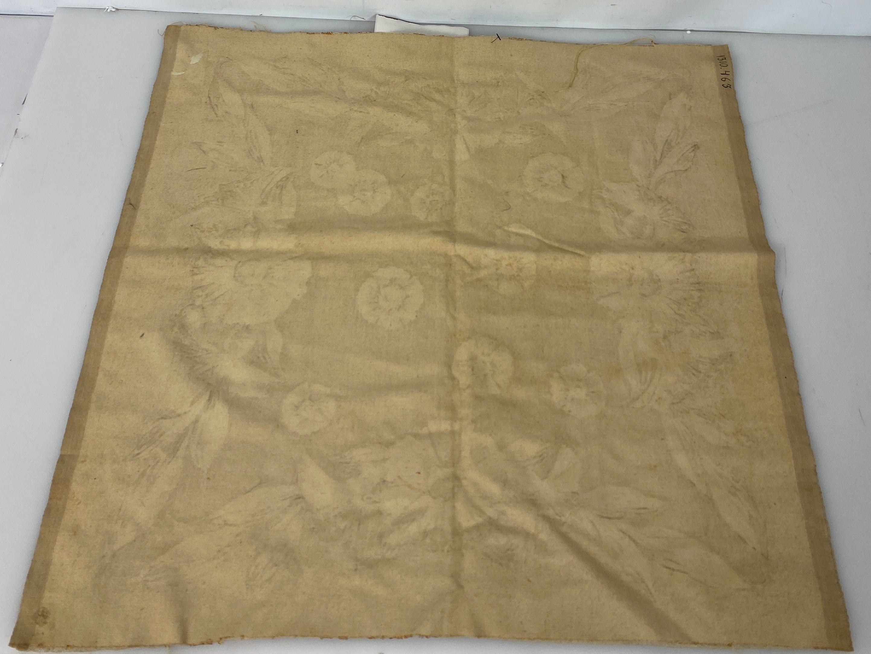 Vintage 1880's Brown Floral Velvet Square Fabric Piece